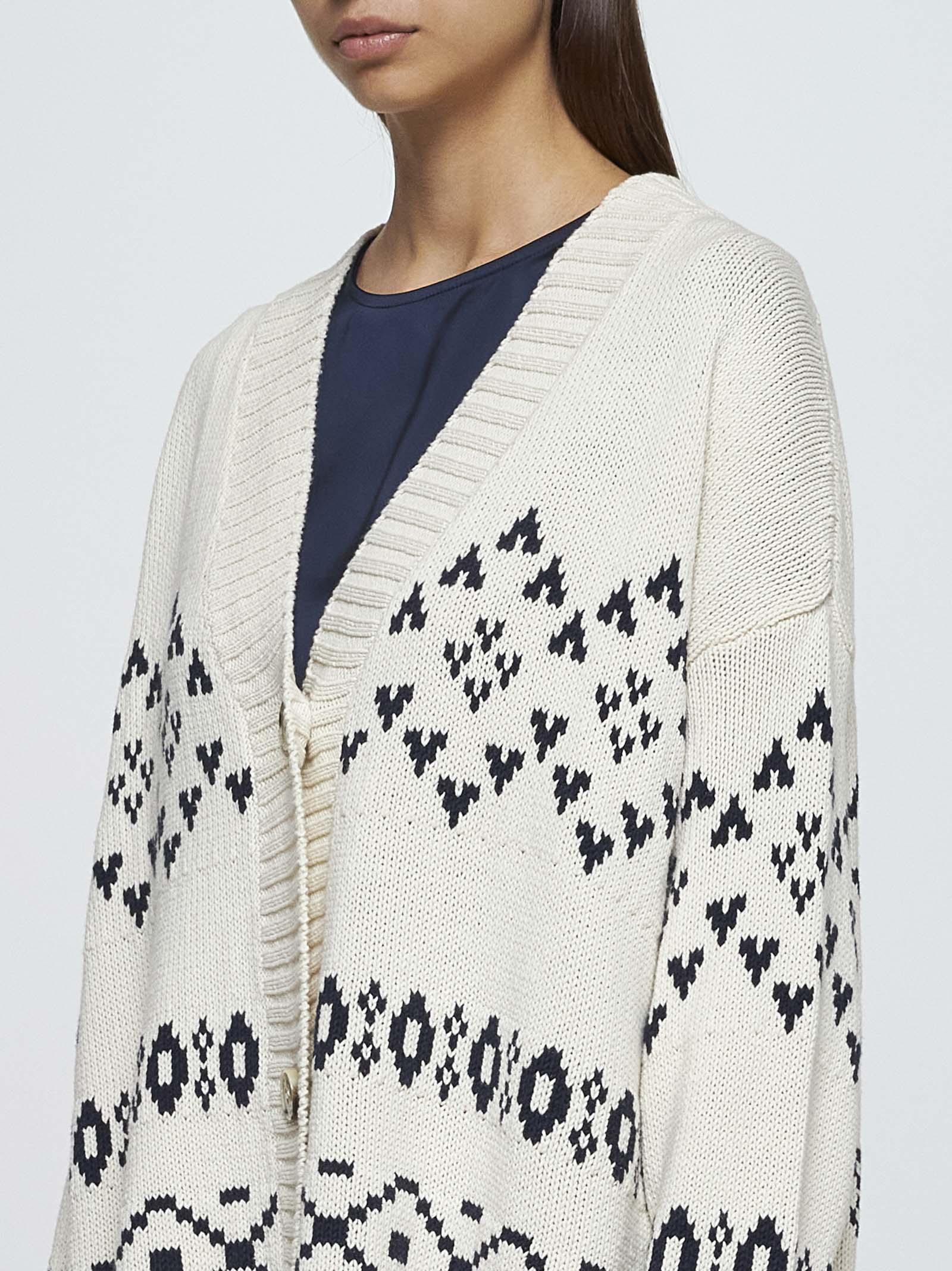 Shop Weekend Max Mara Acacia Cotton-blend Cardigan In Bianco