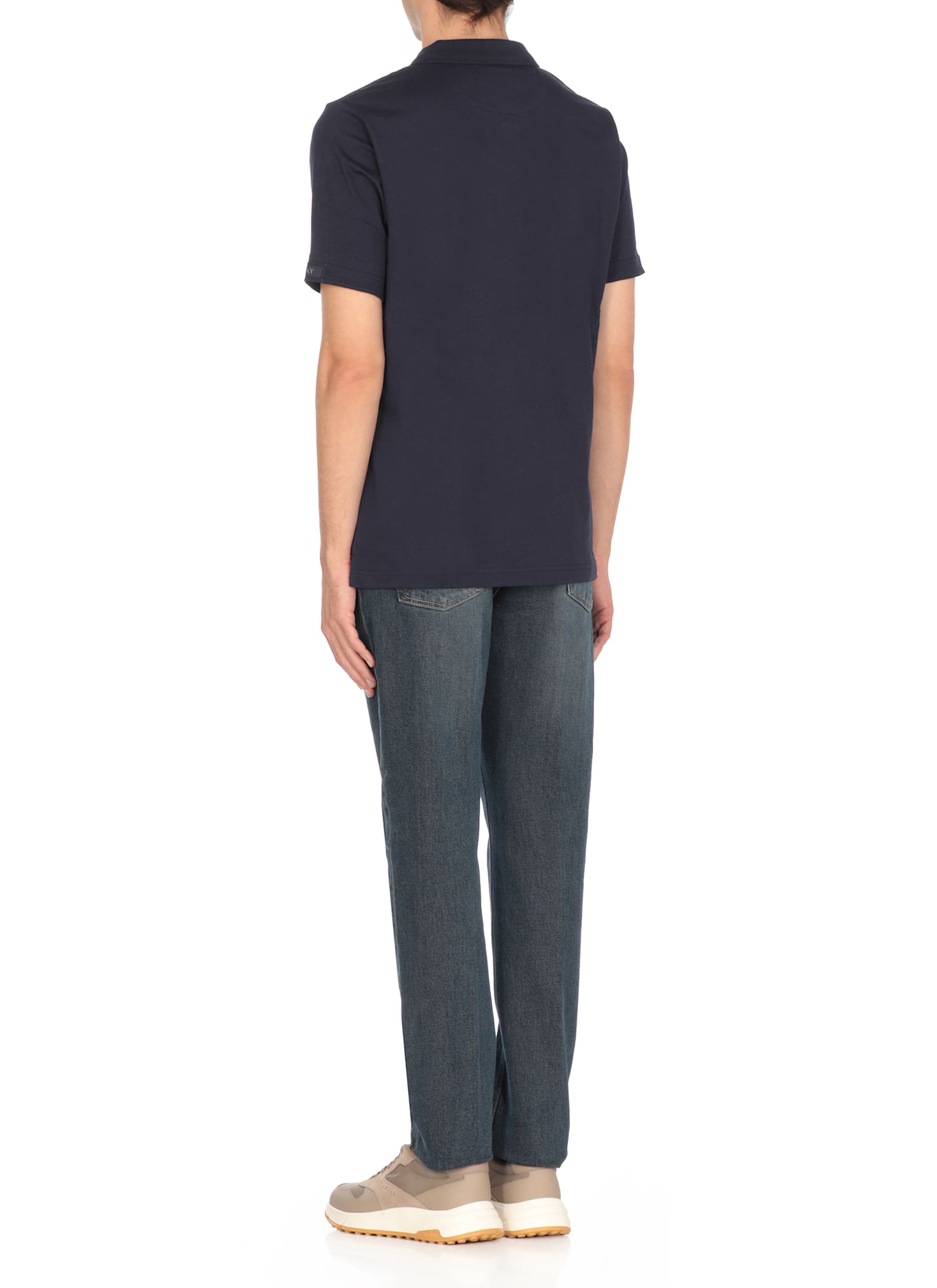 Fay Short-sleeved Cotton Polo Shirt In Blue