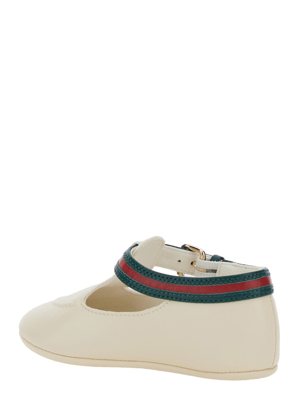 Gucci White Loafers With Web Detail In Leather Boy In White