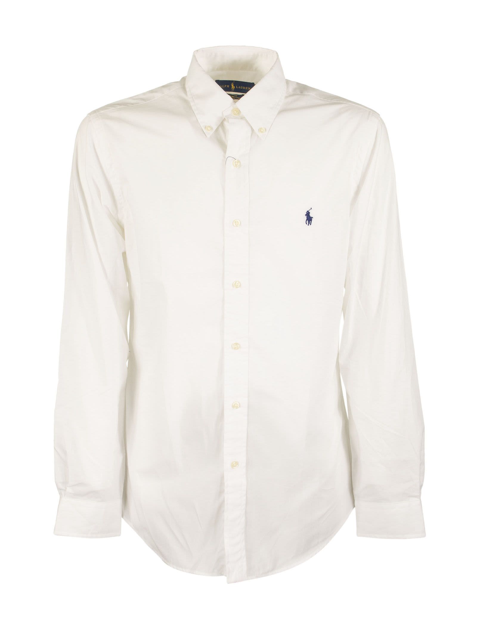 ralph lauren slim fit poplin shirt white