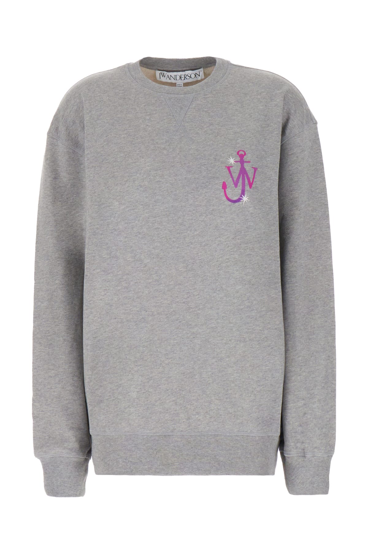 Shop Jw Anderson Melange Grey Cotton Oversize Sweatshirt In Light Grey Melange