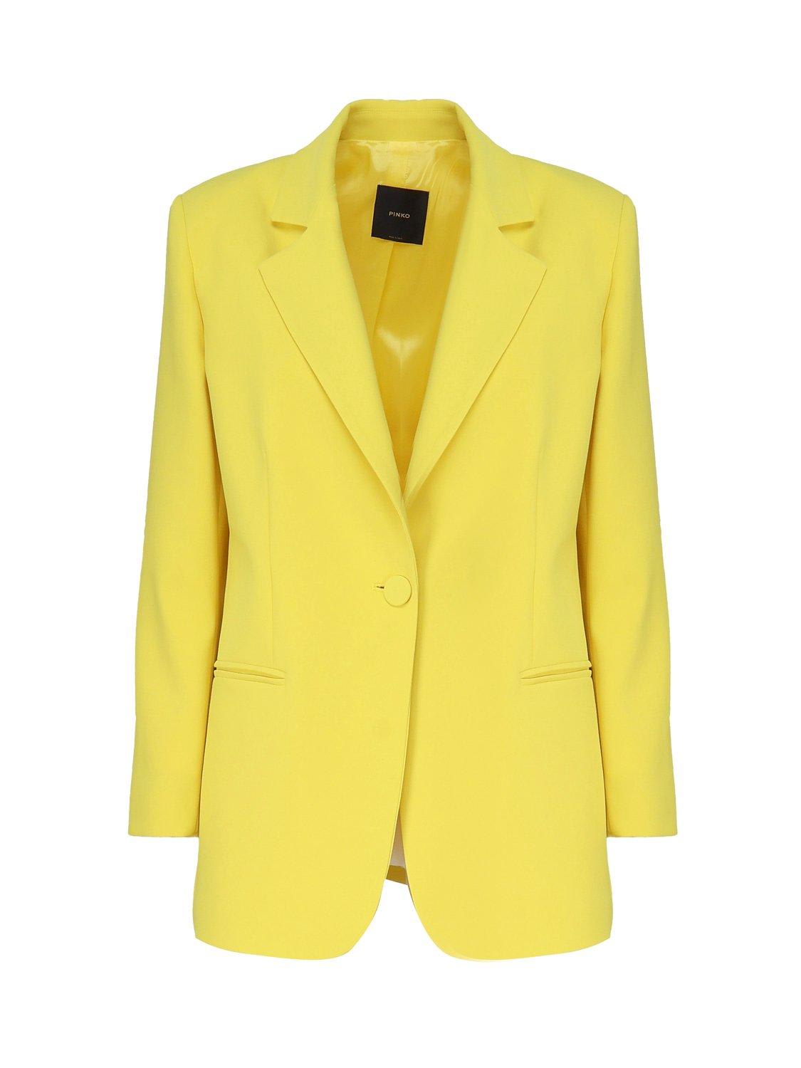Shop Pinko Single-breasted Long-sleeved Blazer In Yellow