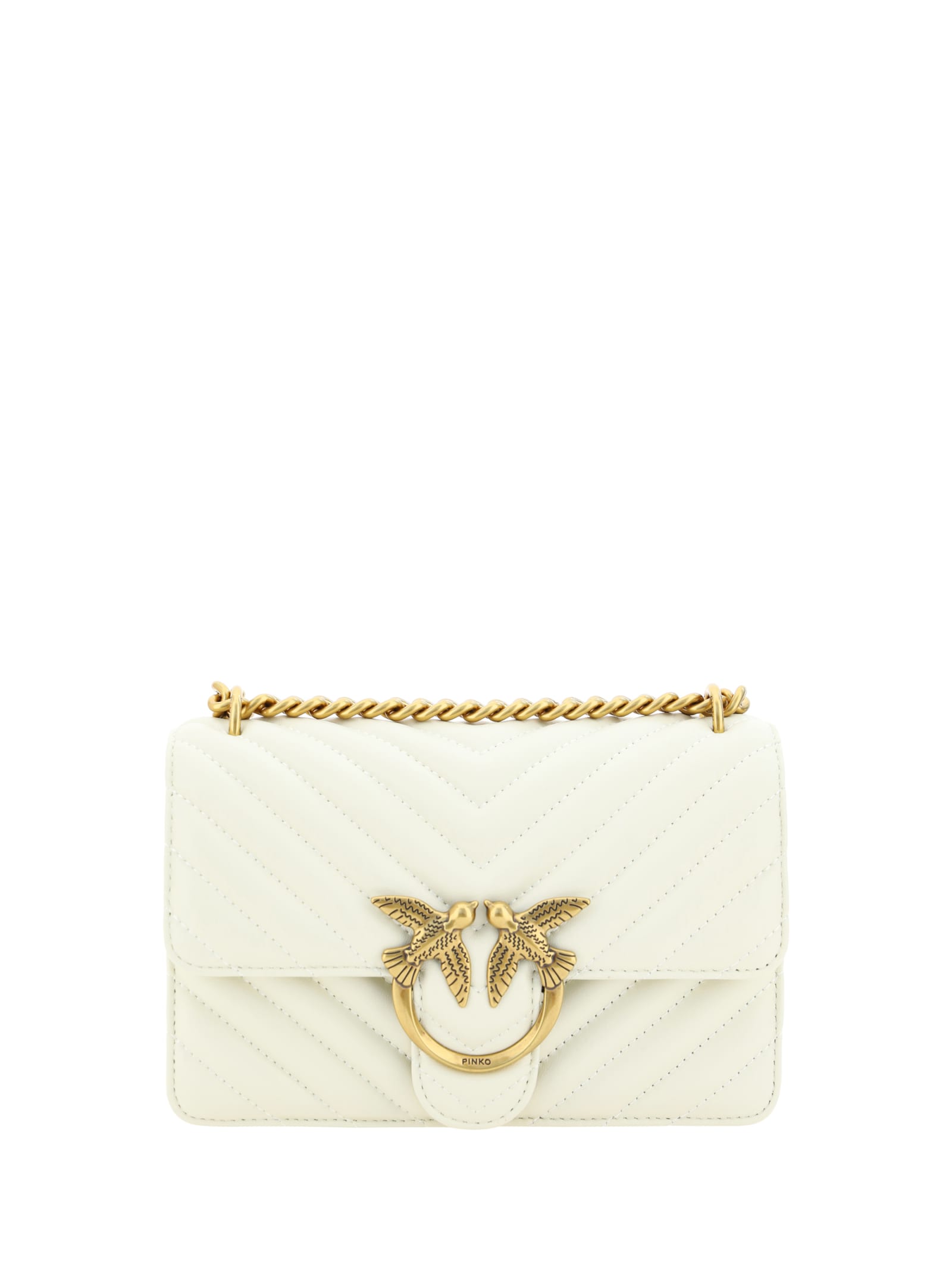 Pinko Mini Love Shoulder Bag In White