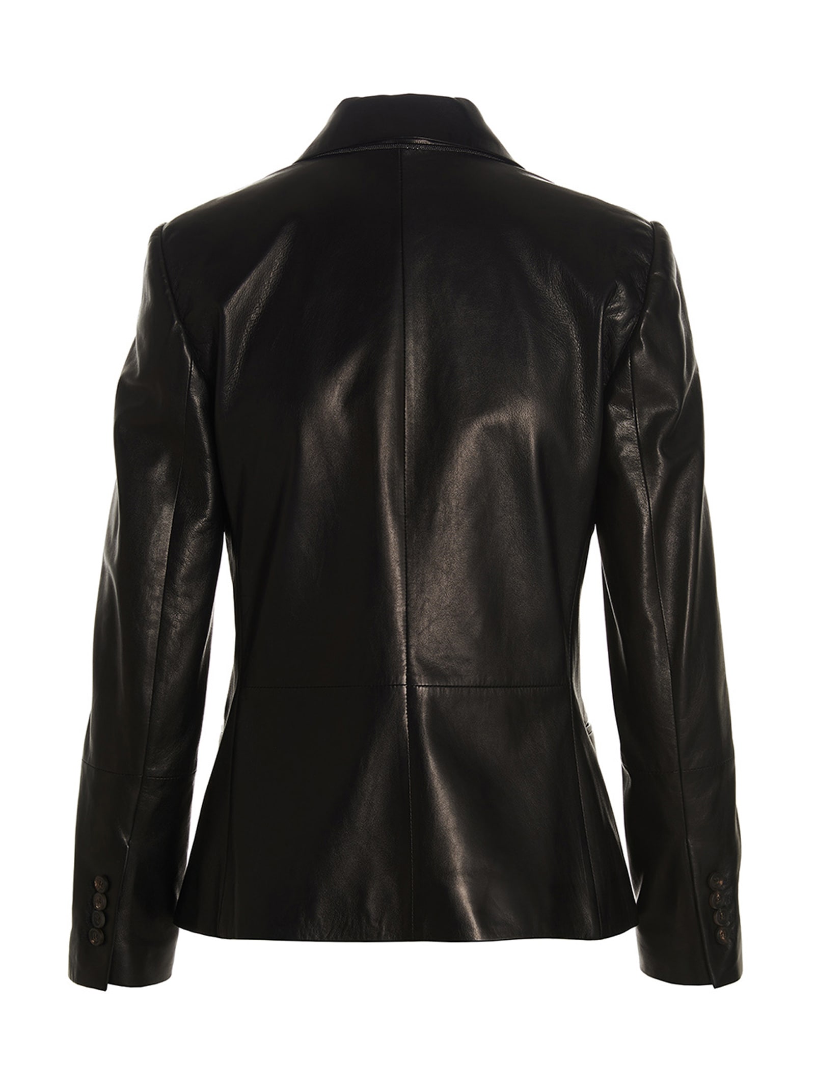Brunello Cucinelli Double-breasted Leather Blazer Jacket In Black