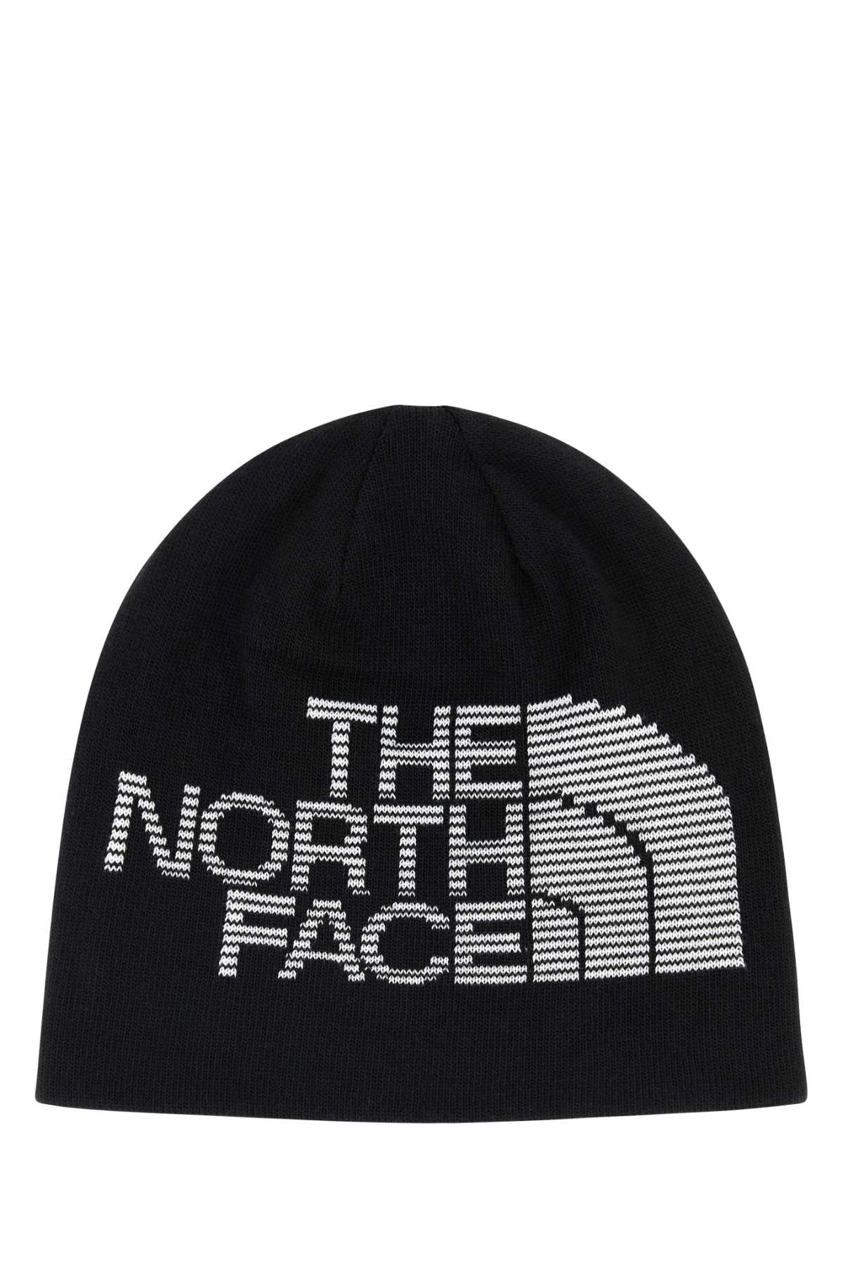 The North Face Stretch Polyester Blend Ribbed Beanie In Black