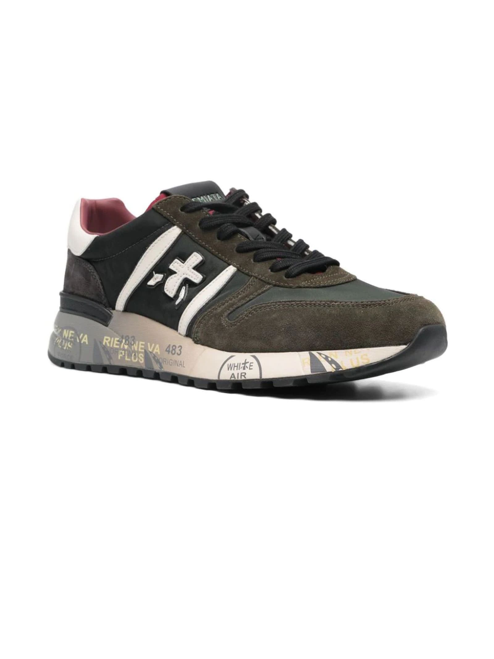 Shop Premiata Olive Green Lander Sneakers