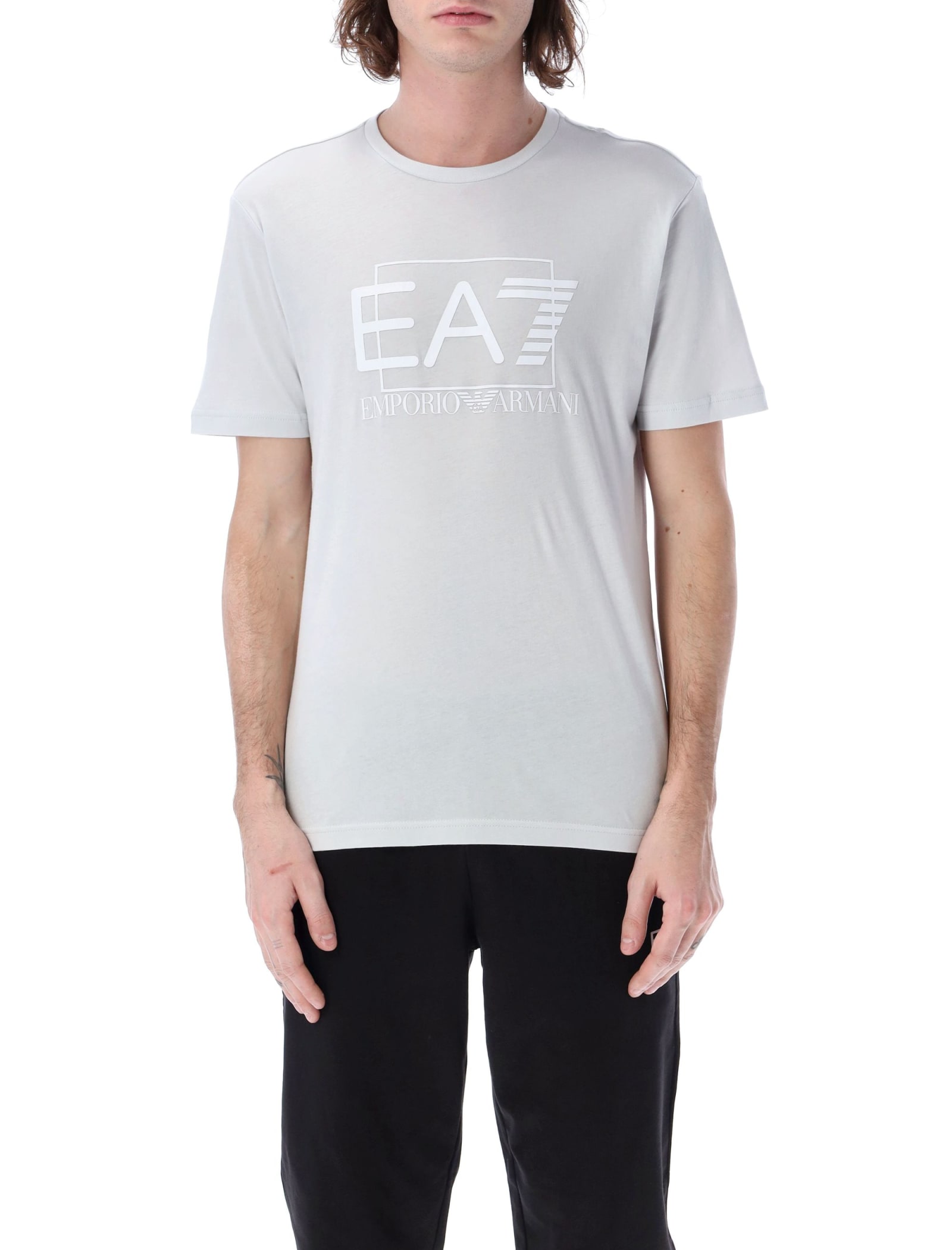 Ea7 Visibility Pima Cotton T-shirt In Oyester Mushroom