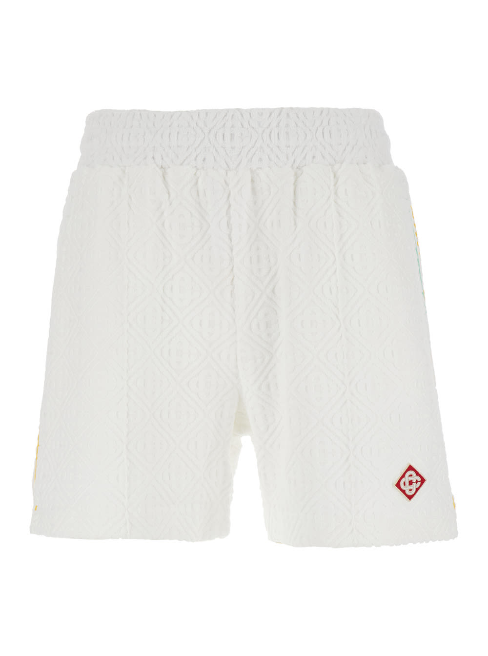 Shop Casablanca White Shorts With Logo Patch In Cotton Blend Man