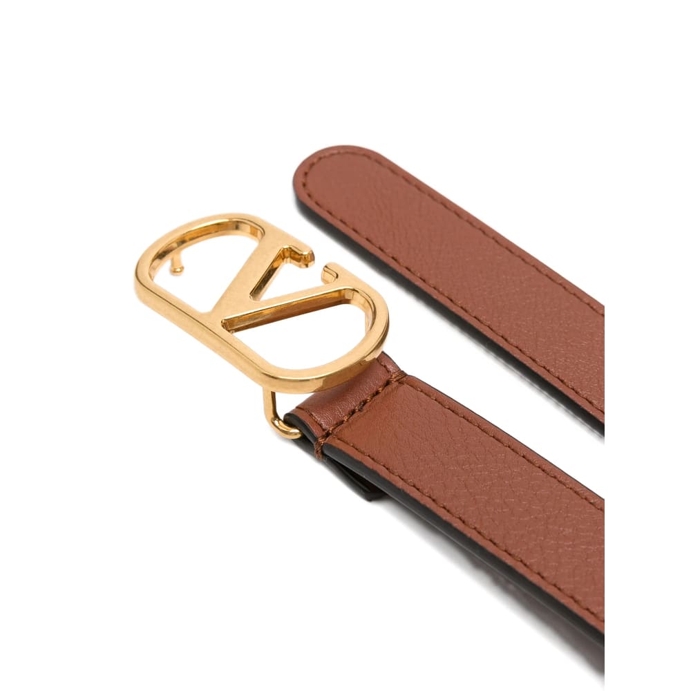 Valentino Womens Vlogo Signature Leather Belt Deep Caramel In Brown