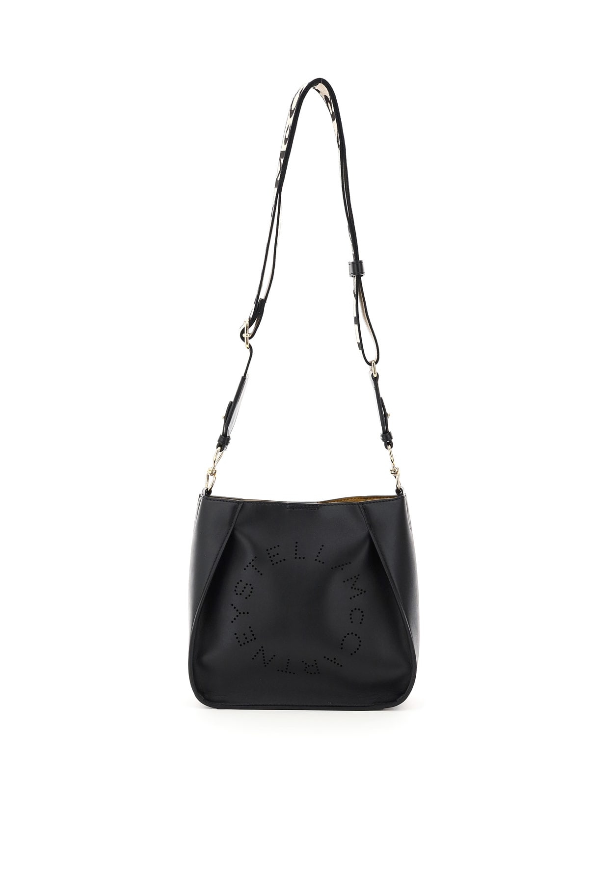 Stella Mccartney Crossbody Bag With Perforated Stella Logo In Black (black)