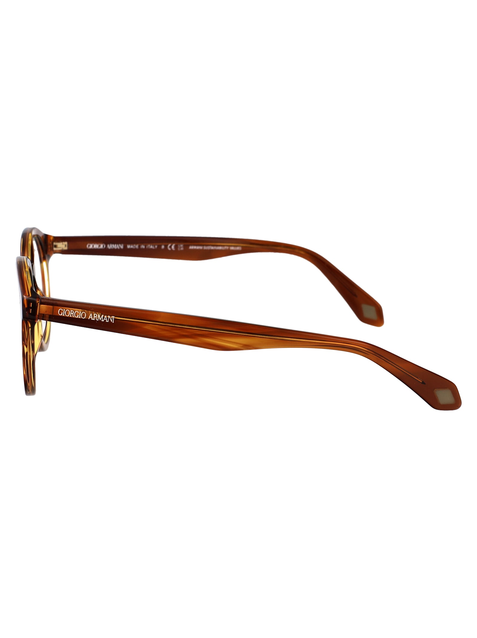 Giorgio Armani Striped Brown Acetate Sunglasses In Brown