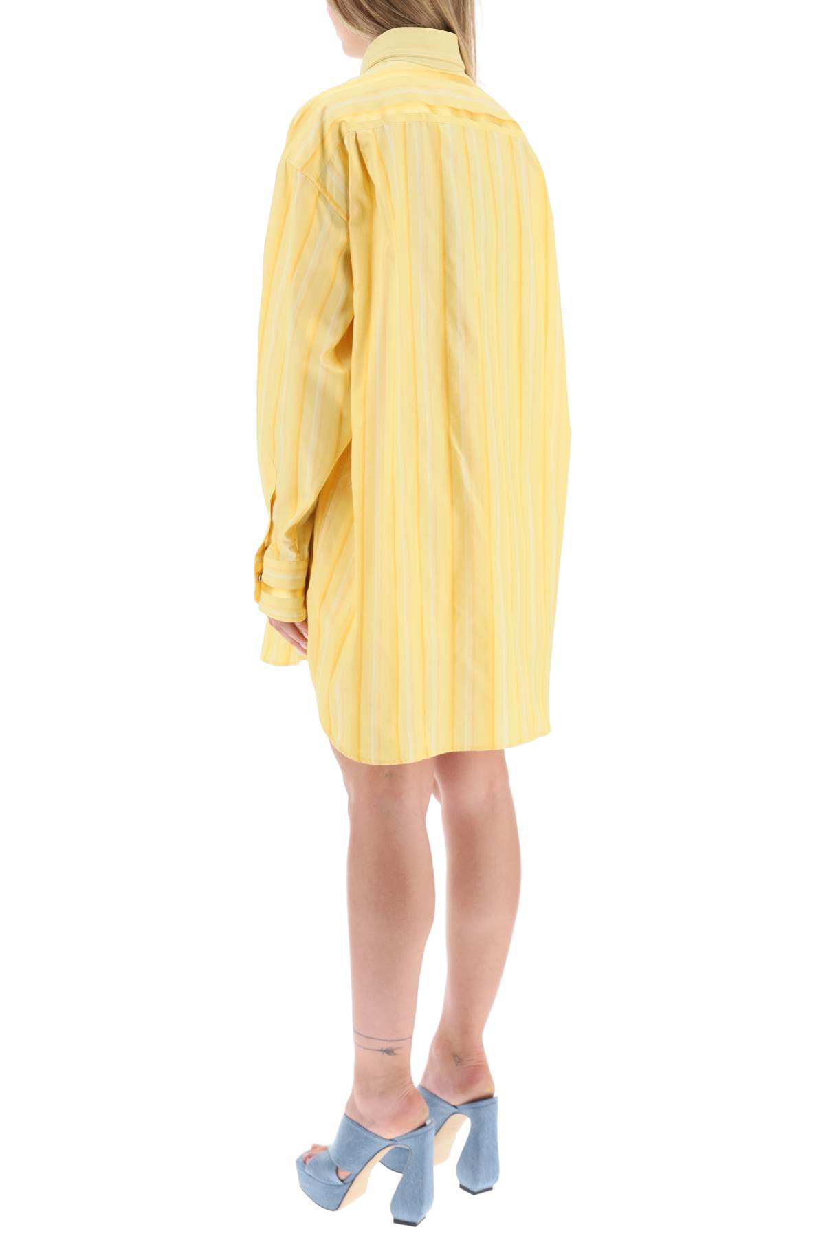 Shop Etro Striped Mini Shirt Dress In Yellow (yellow)
