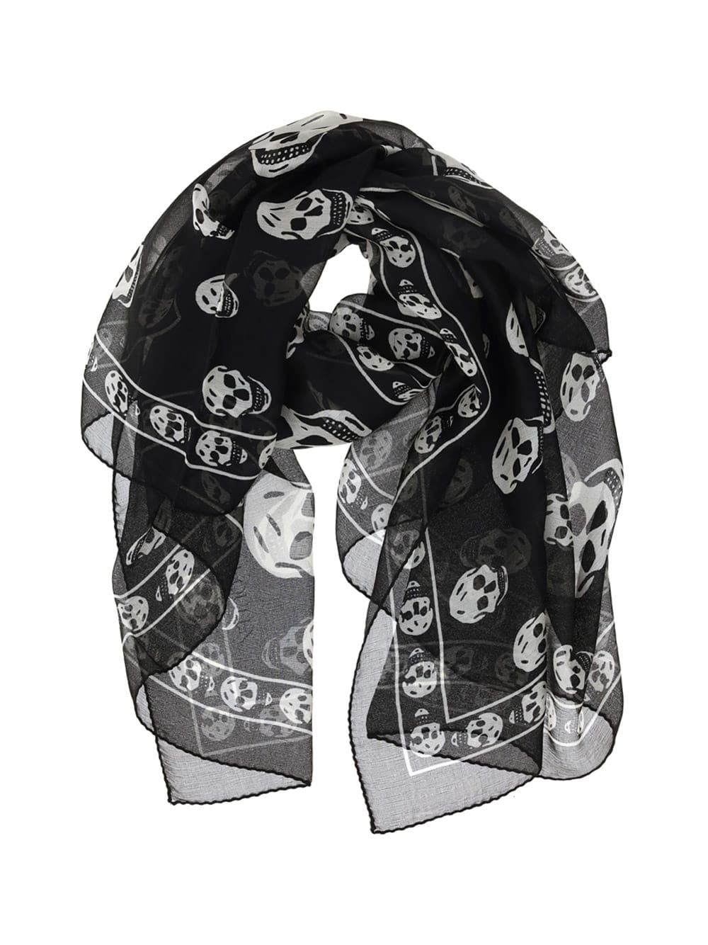 Shop Alexander Mcqueen Skull Foulard In Black/ivory