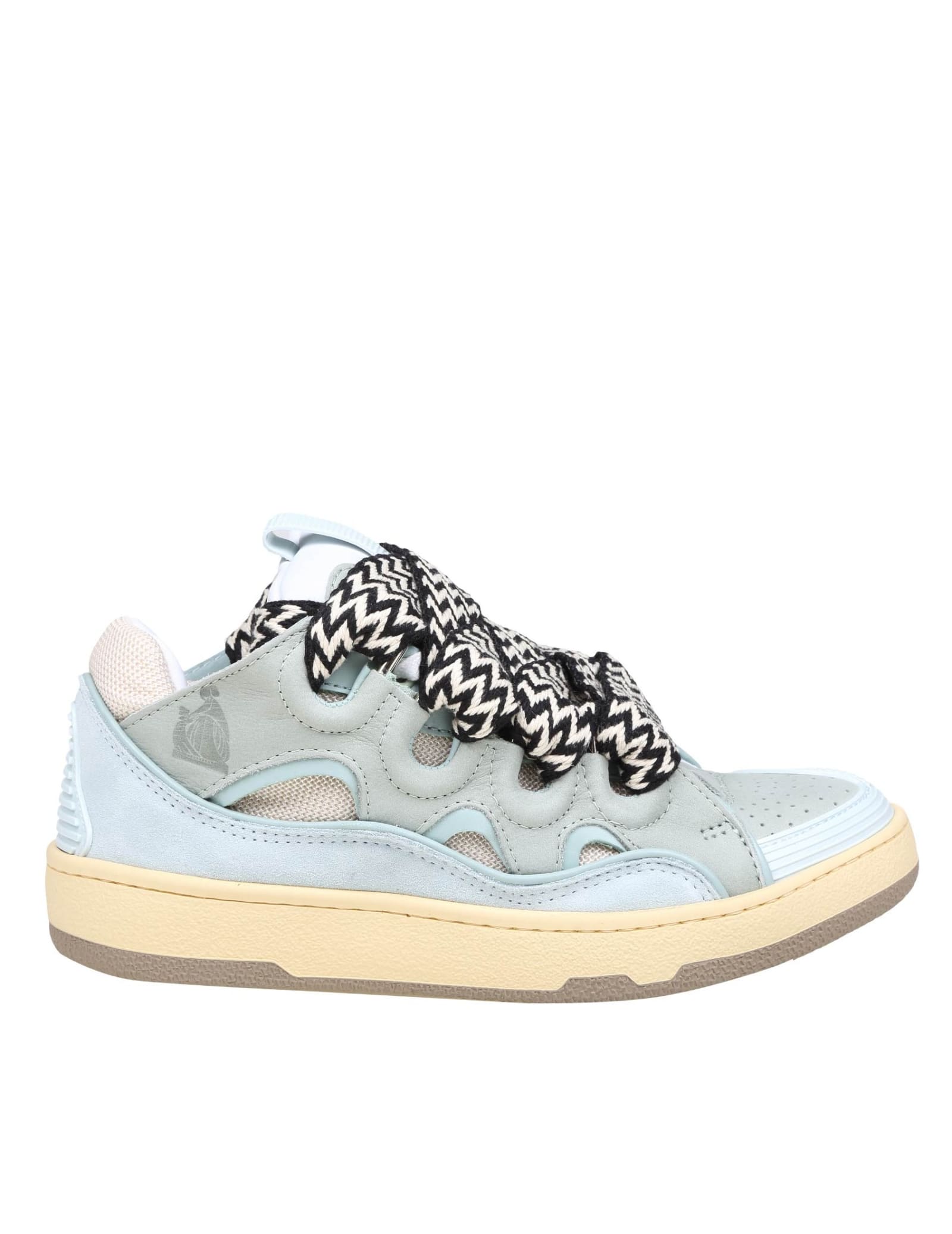 Shop Lanvin Skate Sneakers In Leather Color Light Blue In Pale Blue