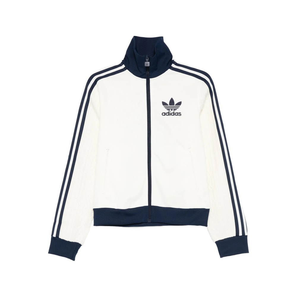 Adidas Originals Three-stripe Zip Sweatshirt In White