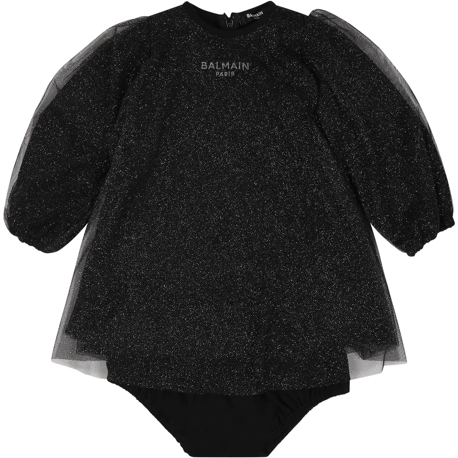 Balmain Black Dress For Baby Girl With Logo