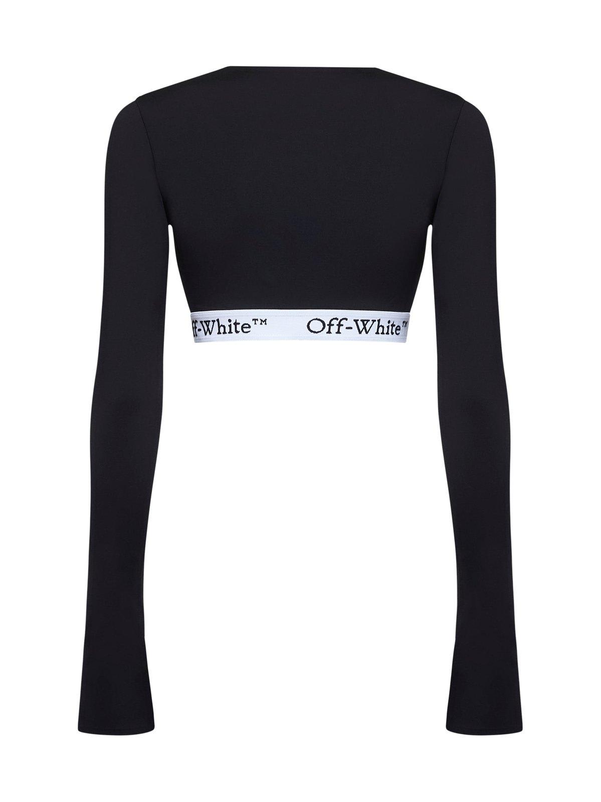 Shop Off-white Zip-up Cropped T-shirt In Black/black