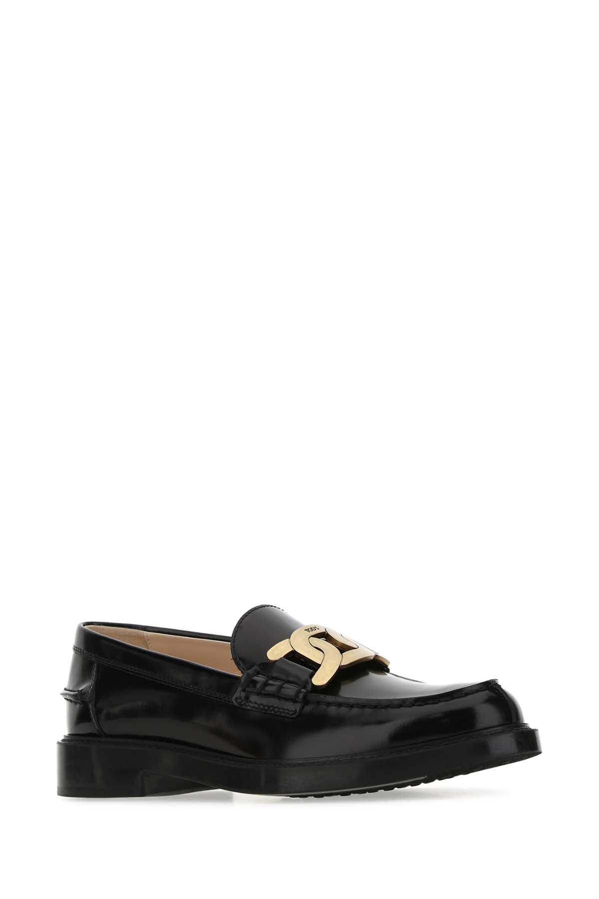 Shop Tod's Black Leather Loafers In B999