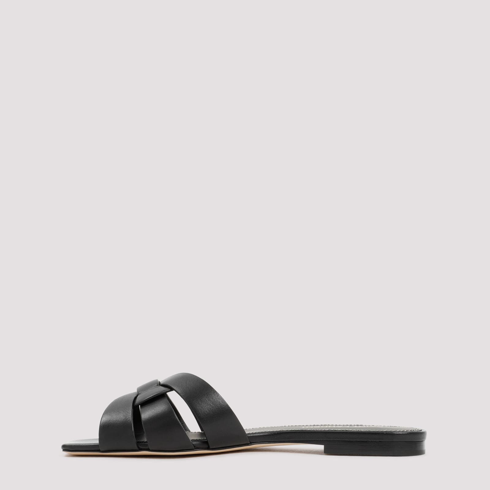 Saint Laurent Tribute 05 Leather Nu Pieds Flat Sandals In Black