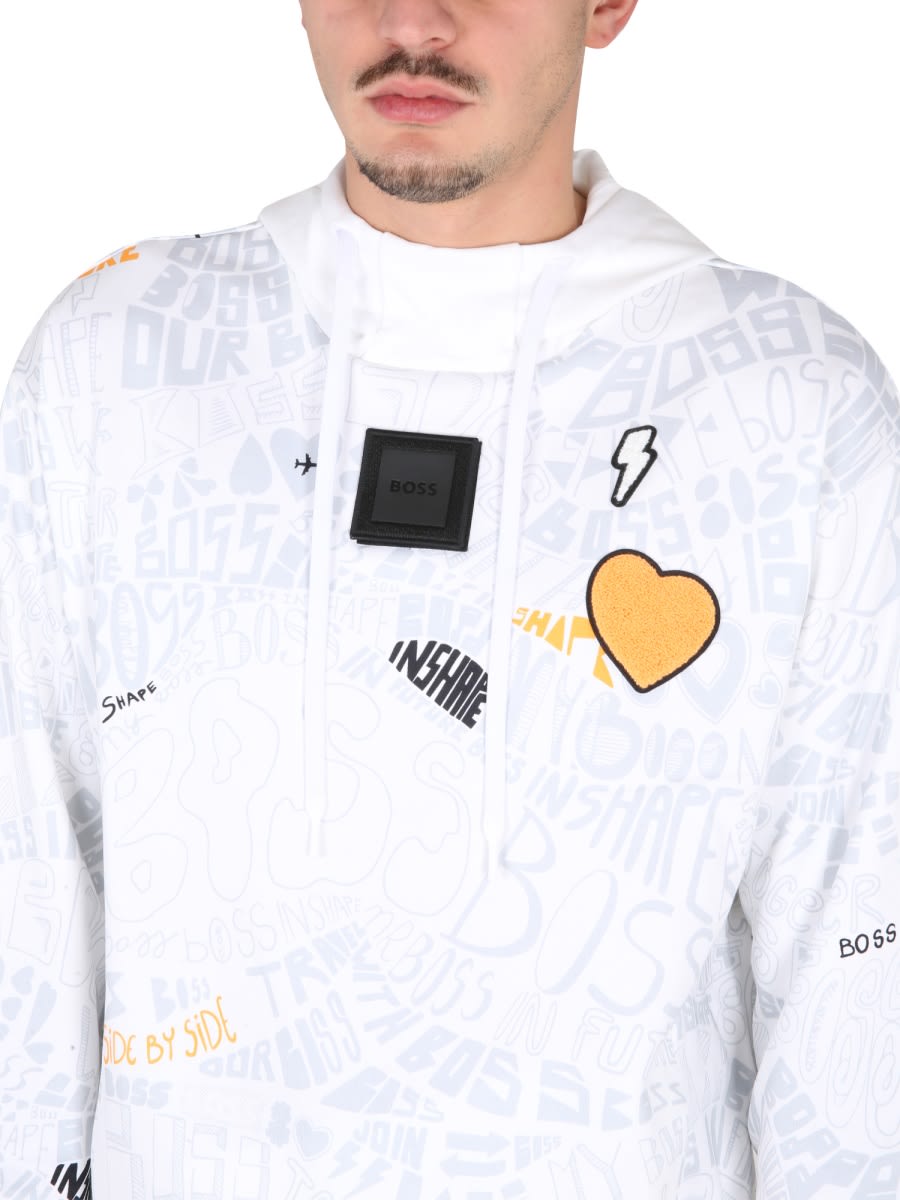 Shop Hugo Boss Sweatshirt With Logo Print In White