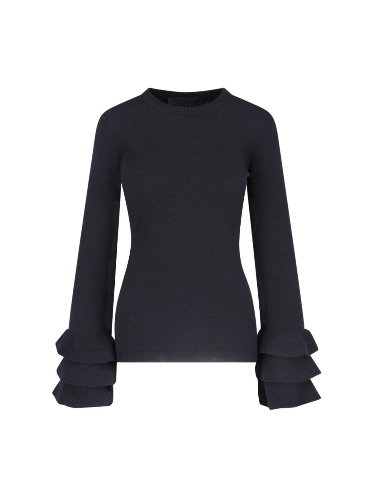 Shop Valentino Ruffled Sweater In Black