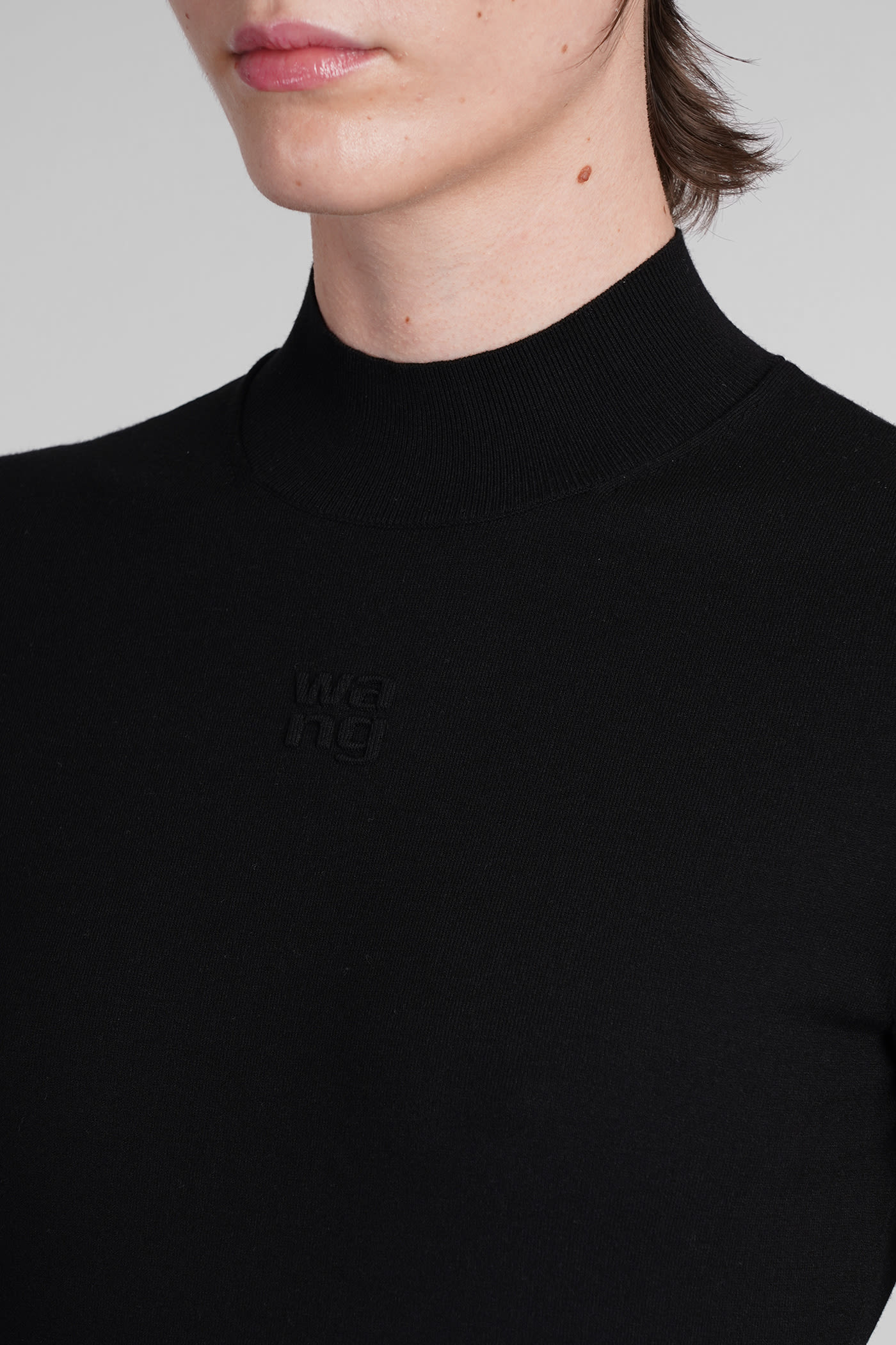 Alexander Wang T T By Alexander Wang Slim-fit Mini Dress With High Neckline In Black