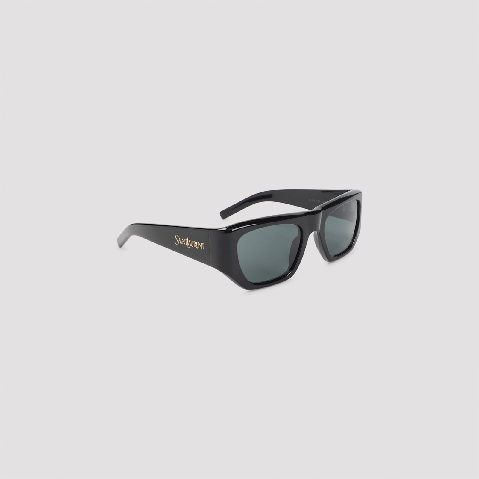 Saint Laurent Black Pillowed Square Sunglasses In Black