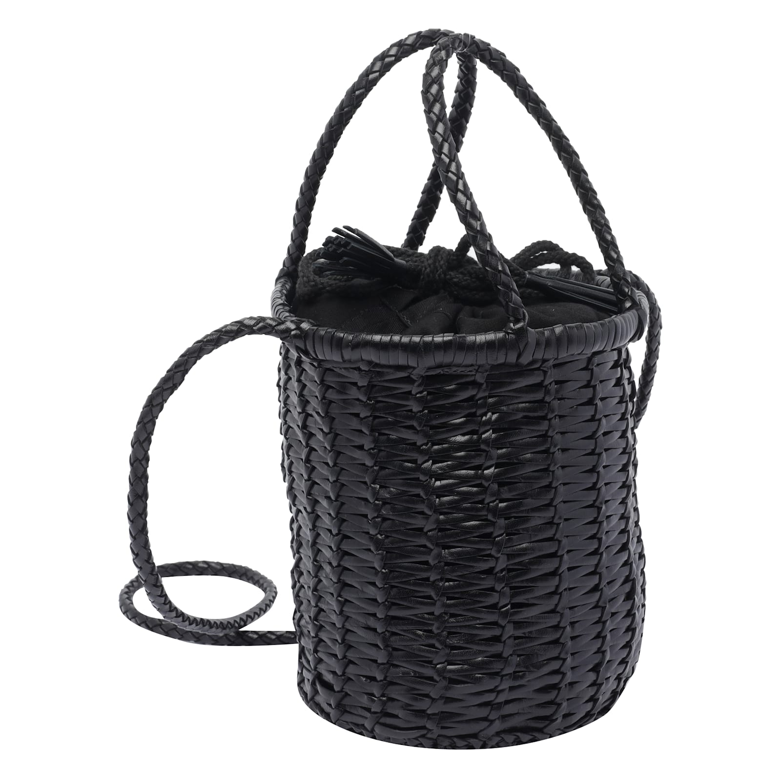 Dragon Diffusion Woven Texture Dual Handles Shoulder Strap In Black