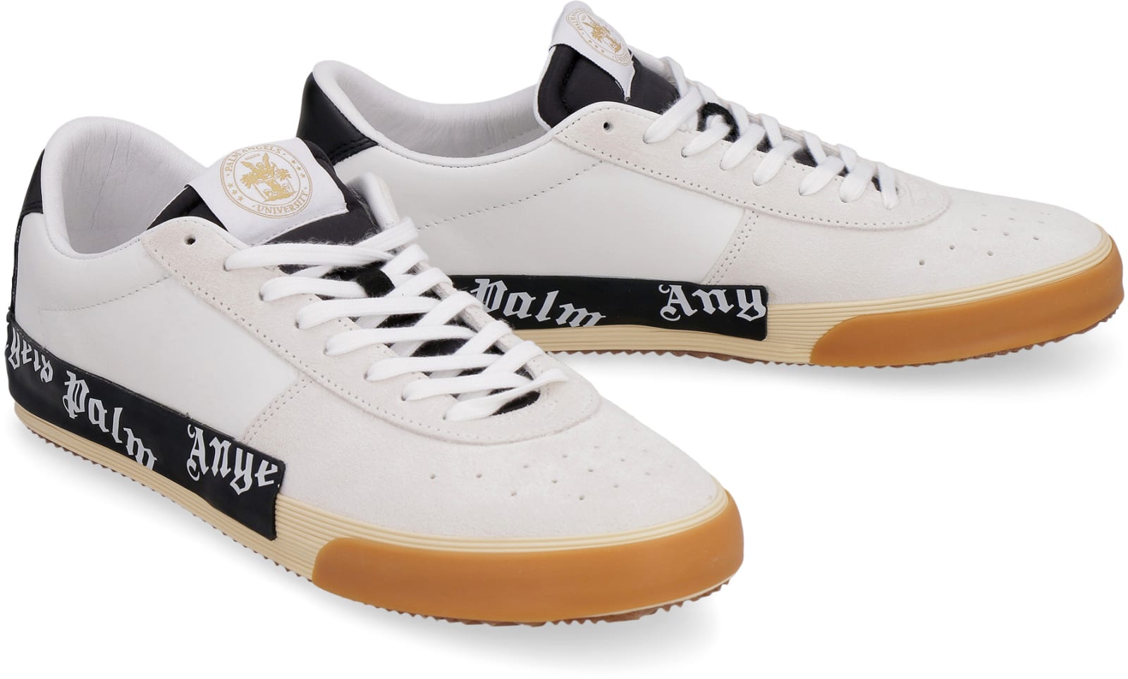 Shop Palm Angels New Vulcanized Low-top Sneakers In White