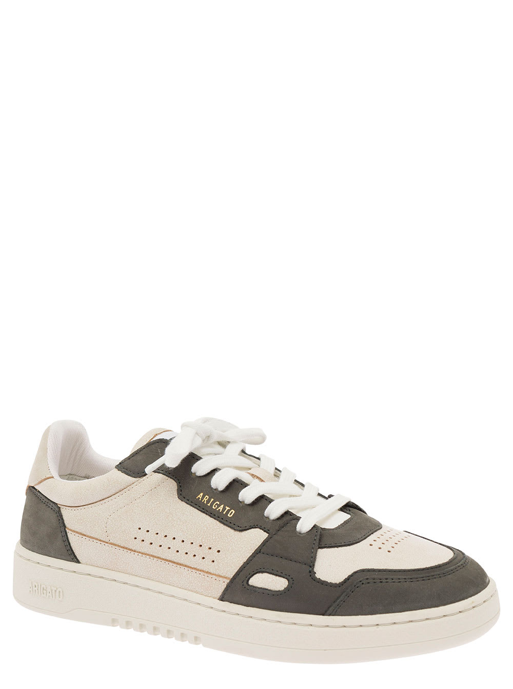 Shop Axel Arigato Dice Lo Green And White Two-tone Sneakers In Calf Leather Man In Beige