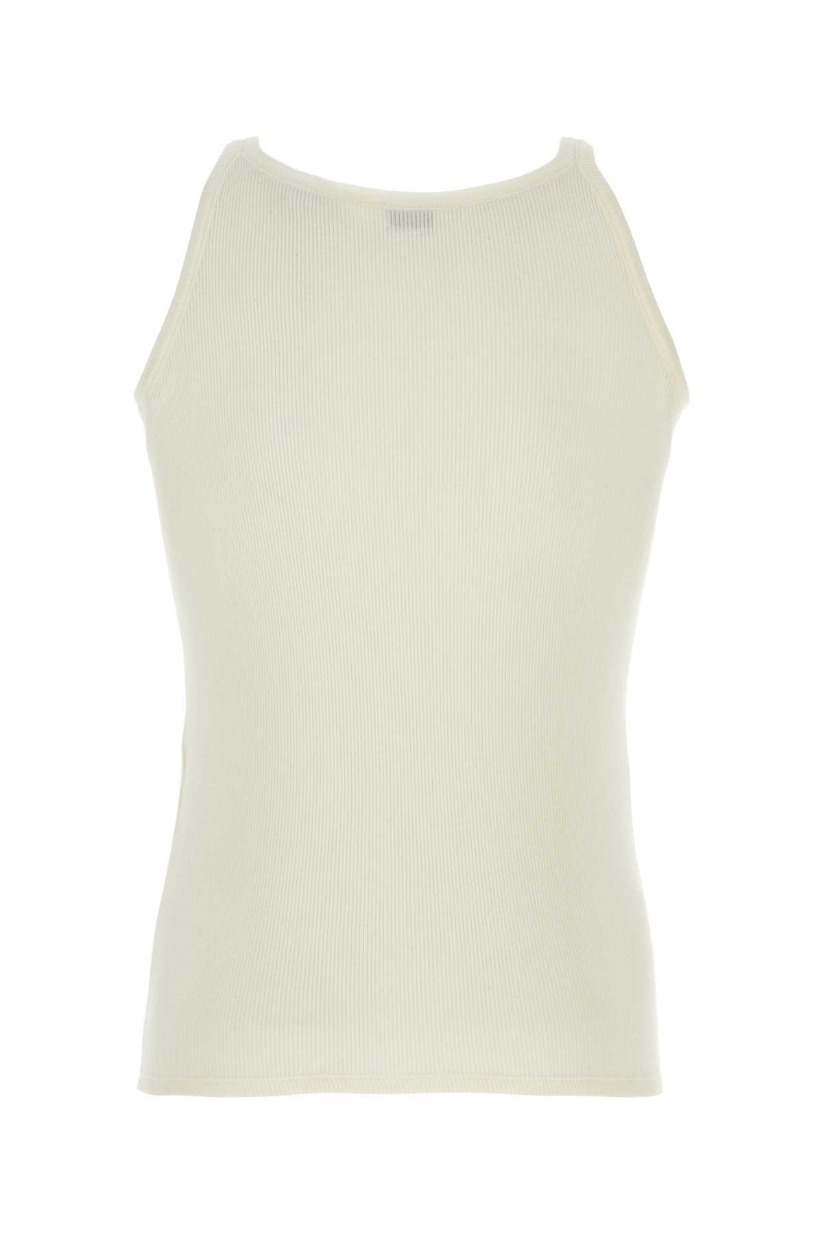 Shop Saint Laurent Ivory Cotton Tank Top In Naturelnoir