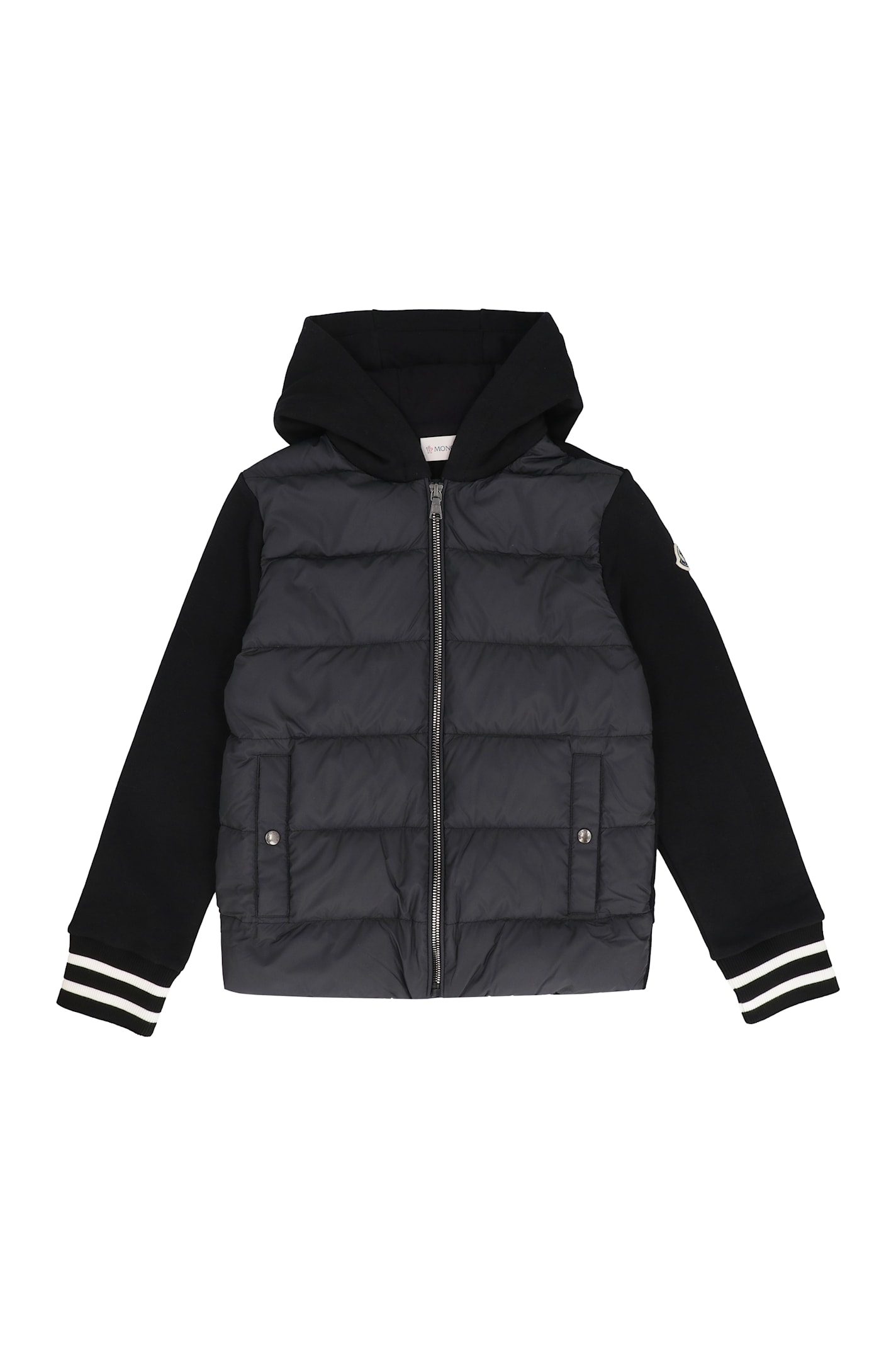 Moncler Jacket In Fleece With Padded Panel In Blue