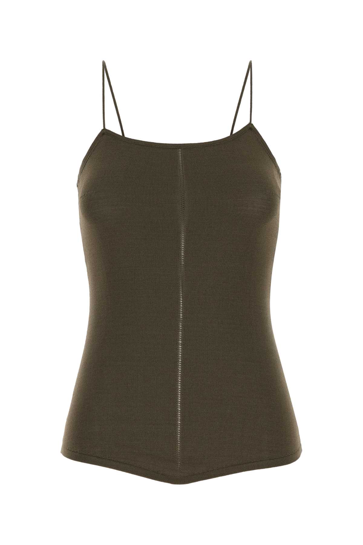 Army Green Viscose Blend Tank Top