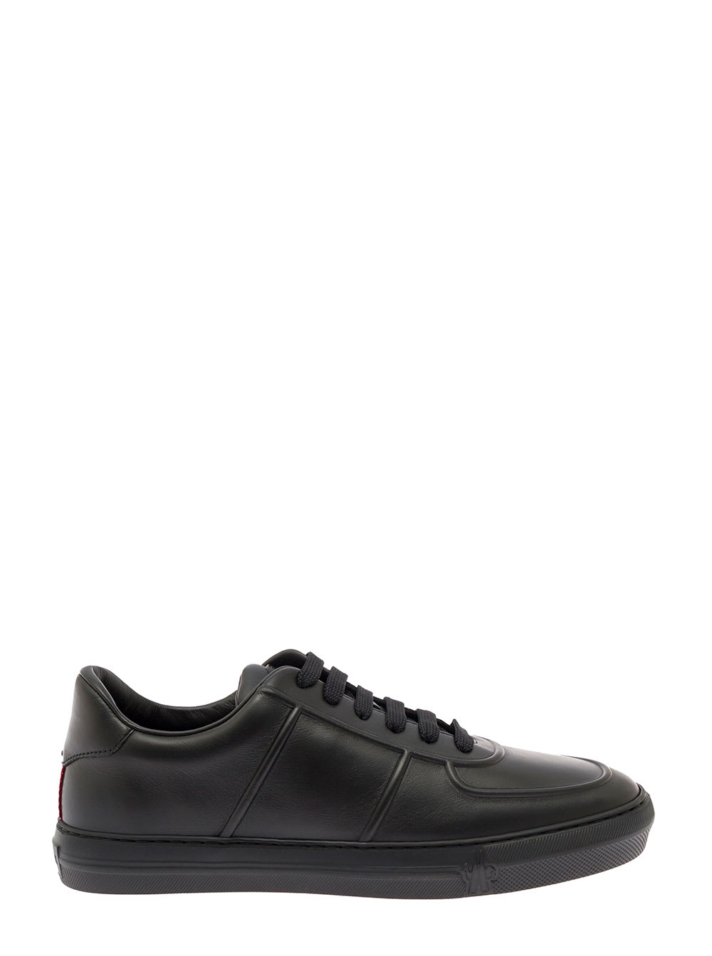 MONCLER NEW YORK BLACK LEATHER SNEAKER WITH LOGO MONCLER MAN