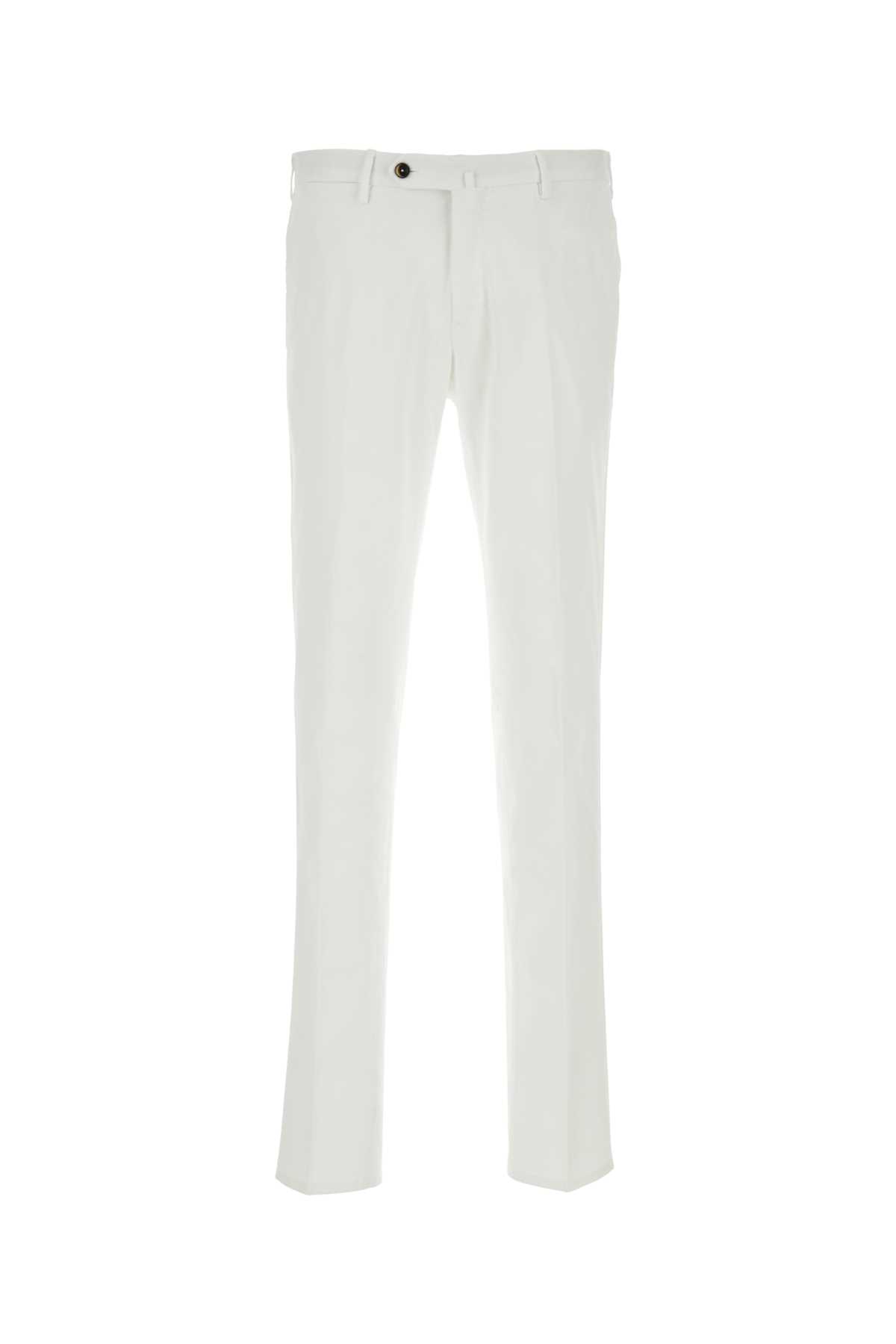 Shop Pt Torino White Stretch Modal Blend Pant In Bianco