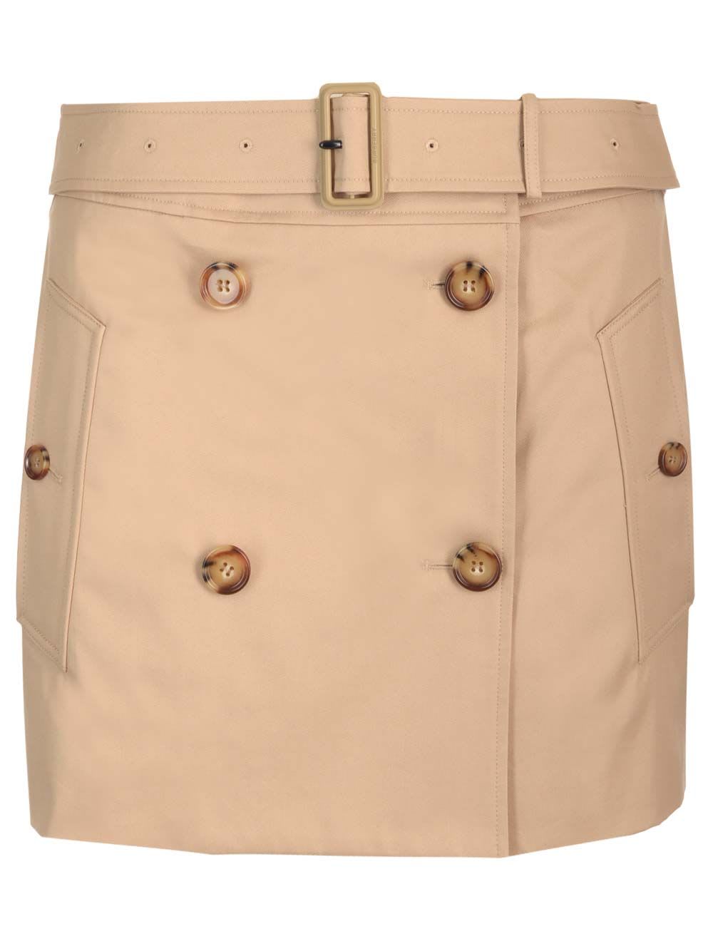 Shop Burberry Trench-style Mini Skirt In Beige