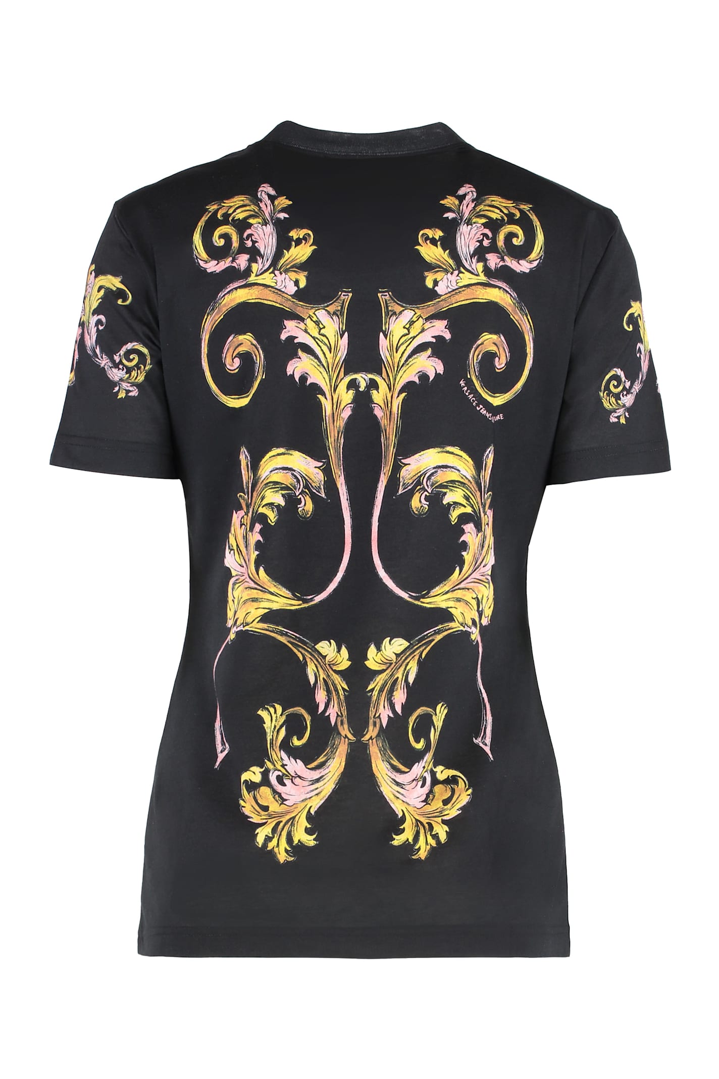 Versace Jeans Couture Graphic Print Crew-neck Cotton T-shirt In Black