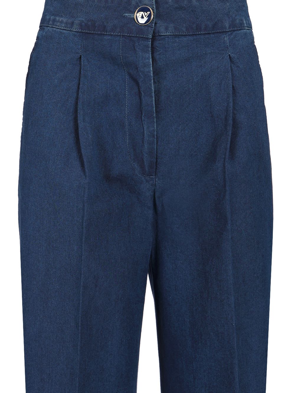 Valentino Jeans Wide Fit Con Ampio Risvolto In Medium Blue Denim