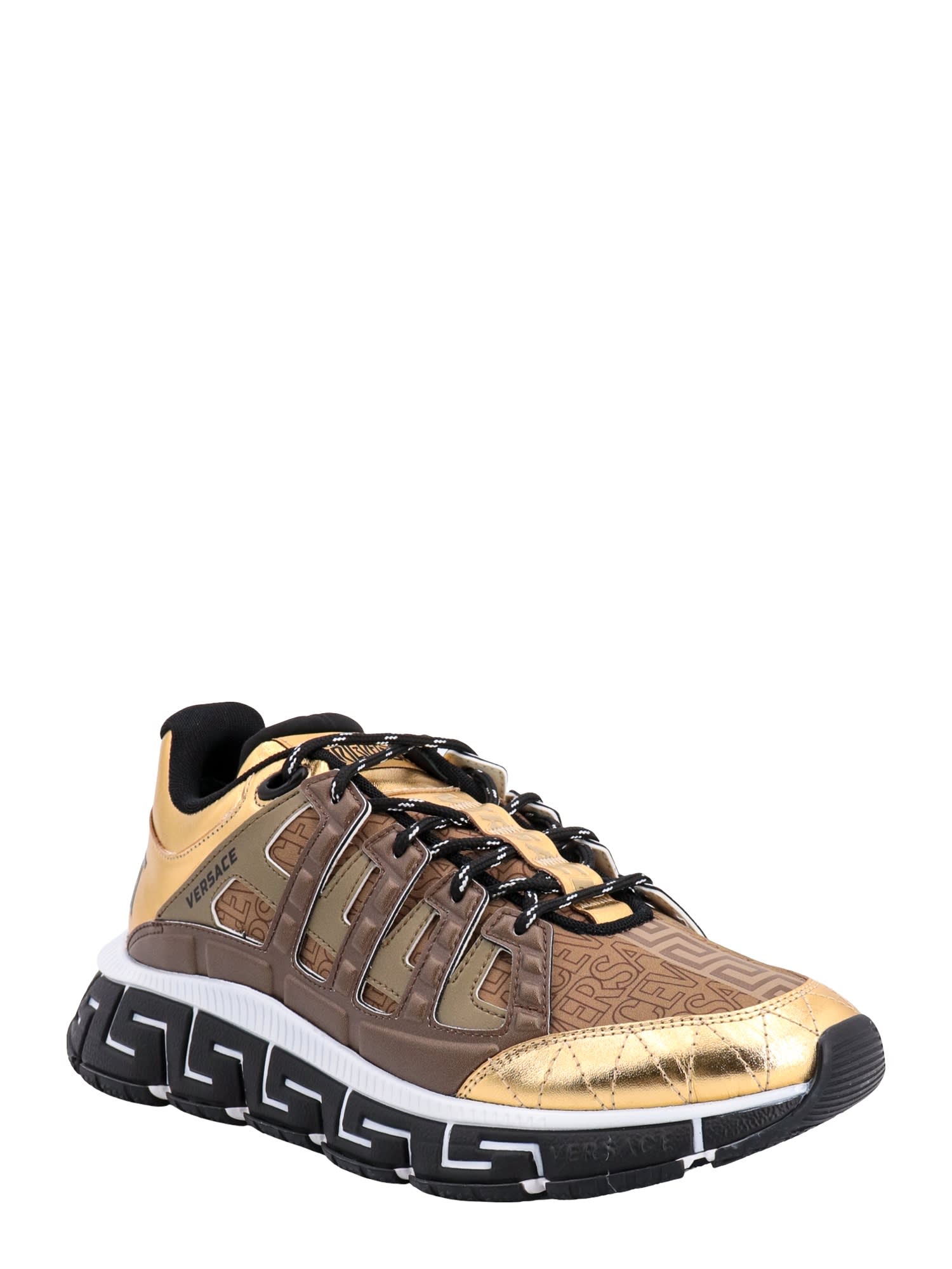 Shop Versace Trigreca Sneakers In Brown