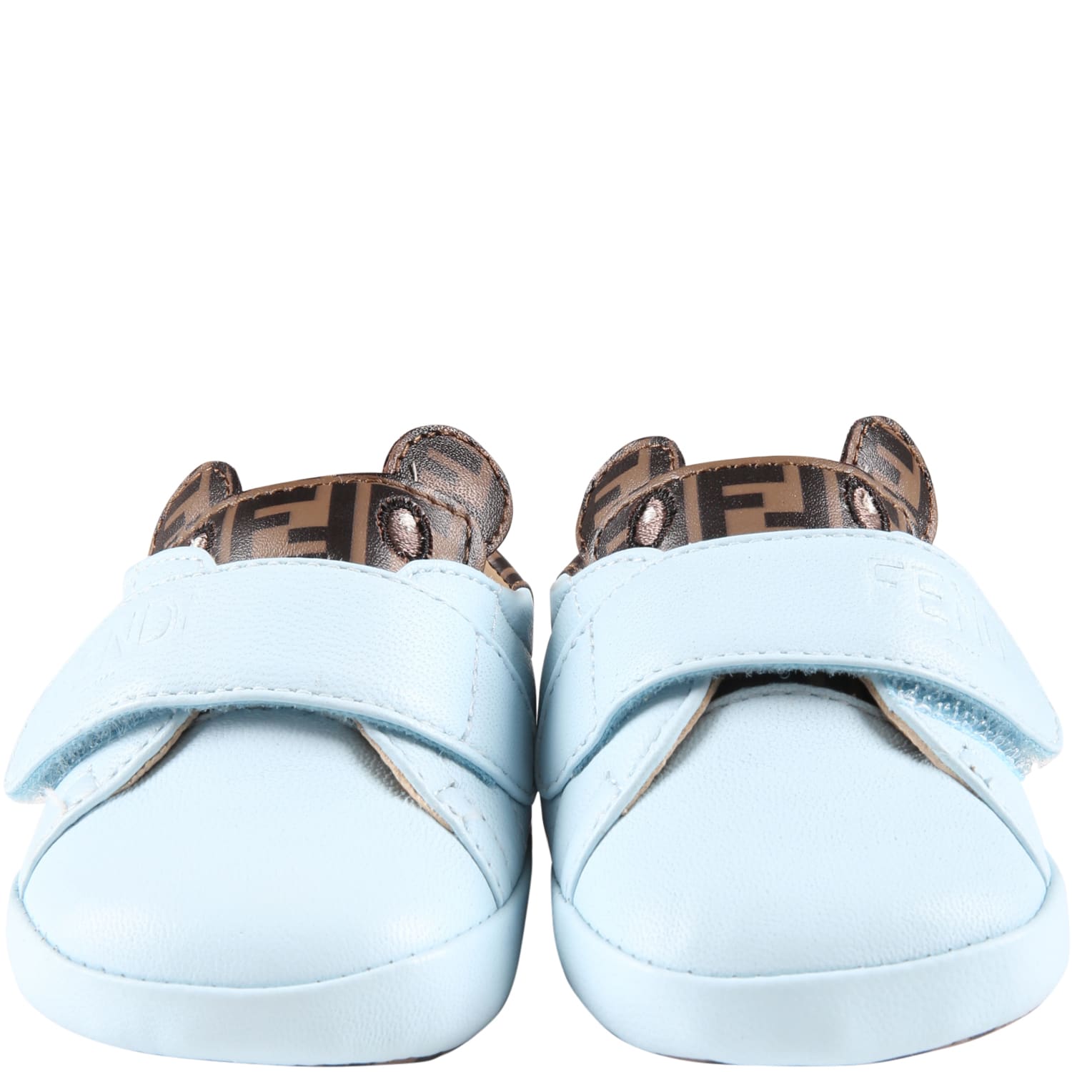 Kids' Light-blue Sneakers For Baby Boy With Bear And Ff In Light Blue