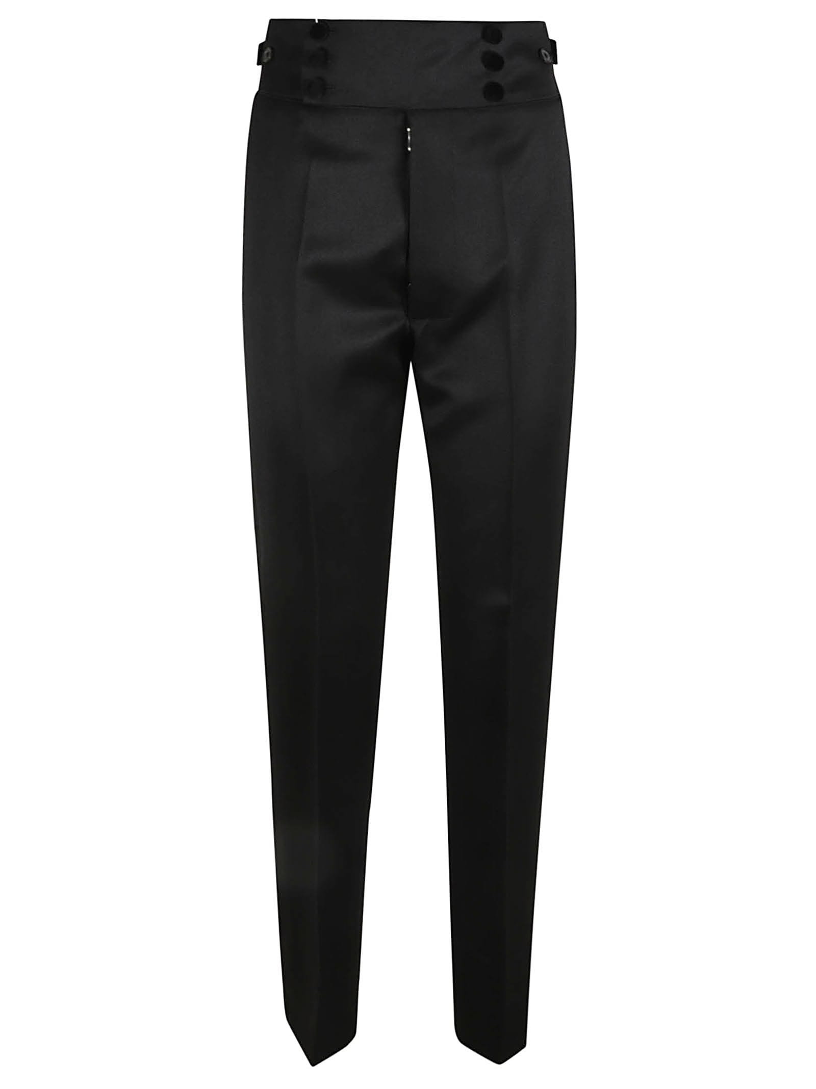 Shop Maison Margiela High-waist Rear Logo Trousers In Black