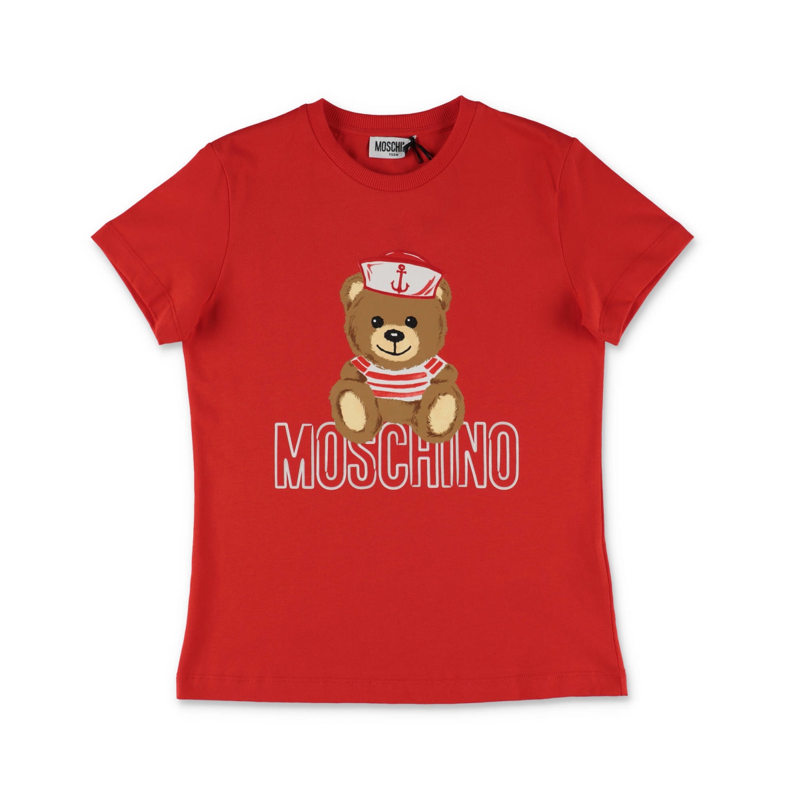 Moschino T-shirt Teddy Bear Rosso In Jersey Di Cotone Bambino
