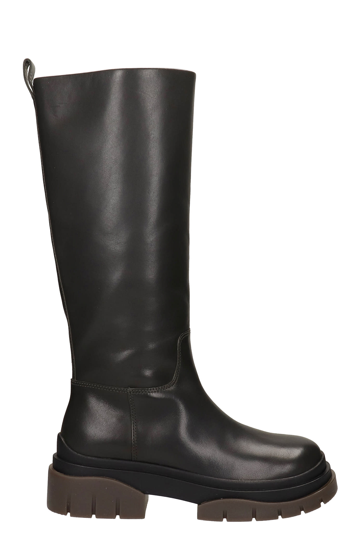 Ash Supremium Low Heels Boots In Black Leather