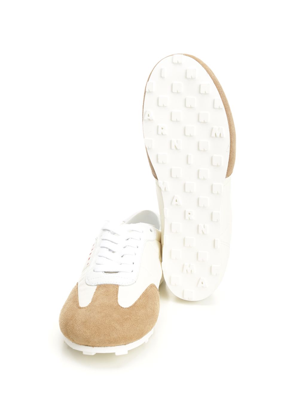 Marni Softy Soccer Suede-detail Leather Sneakers In White