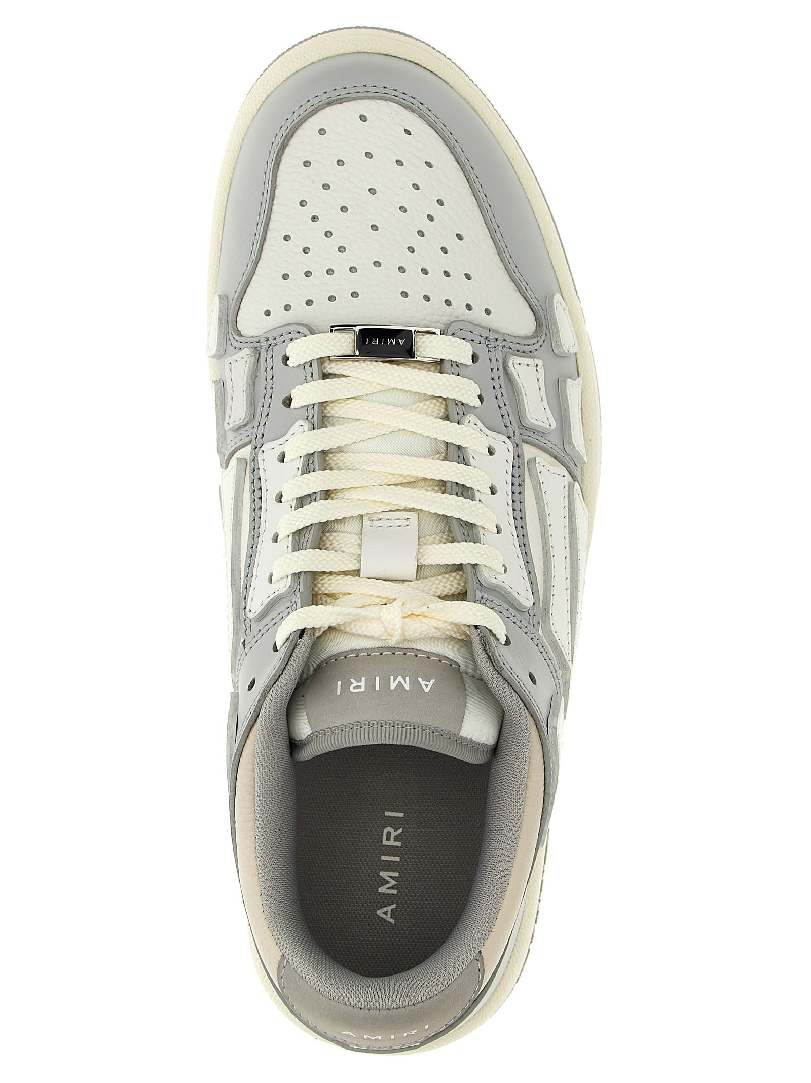 Shop Amiri Skel Top Low Sneakers In Grey/white