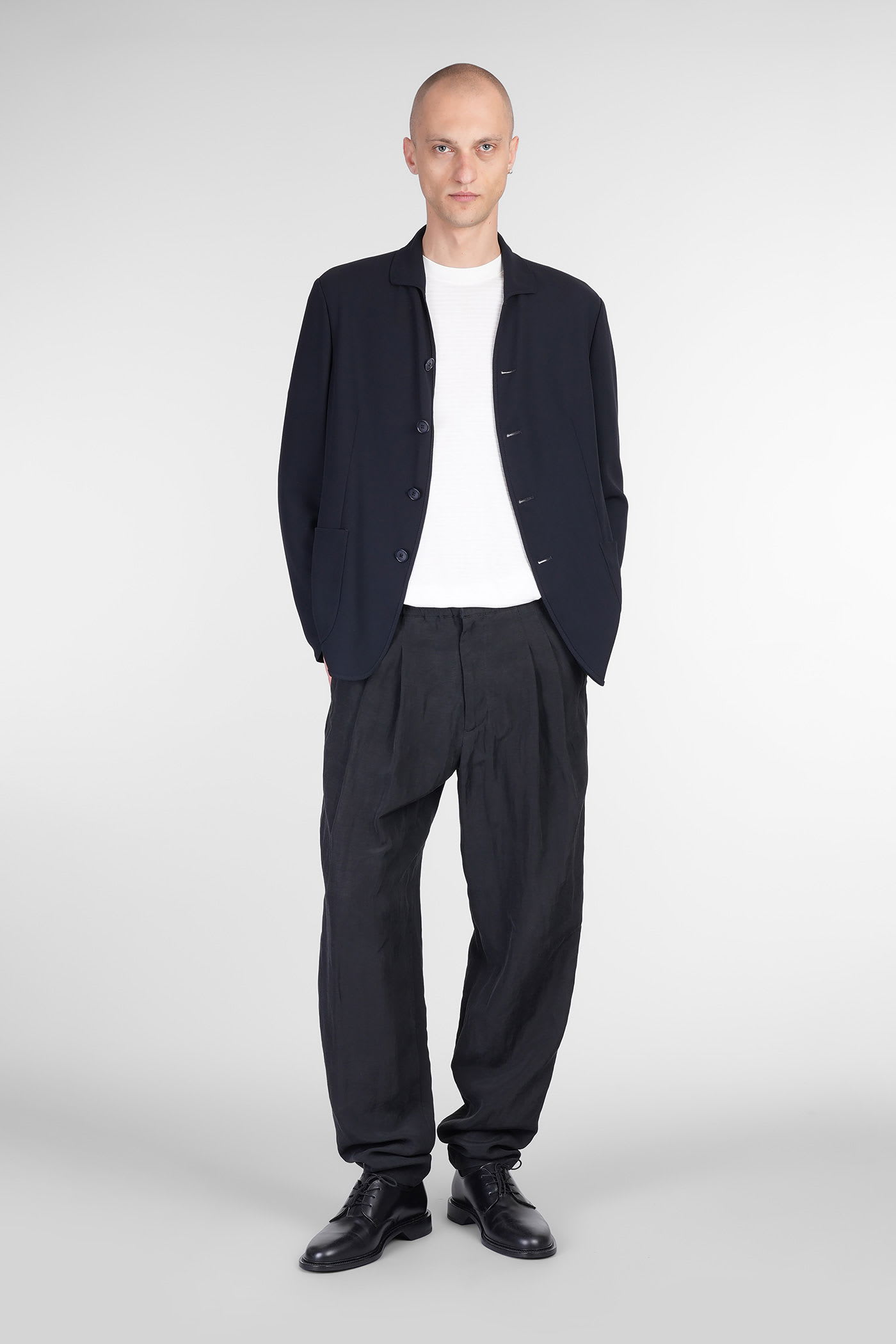 Giorgio Armani Blazer In Blue Wool In Black