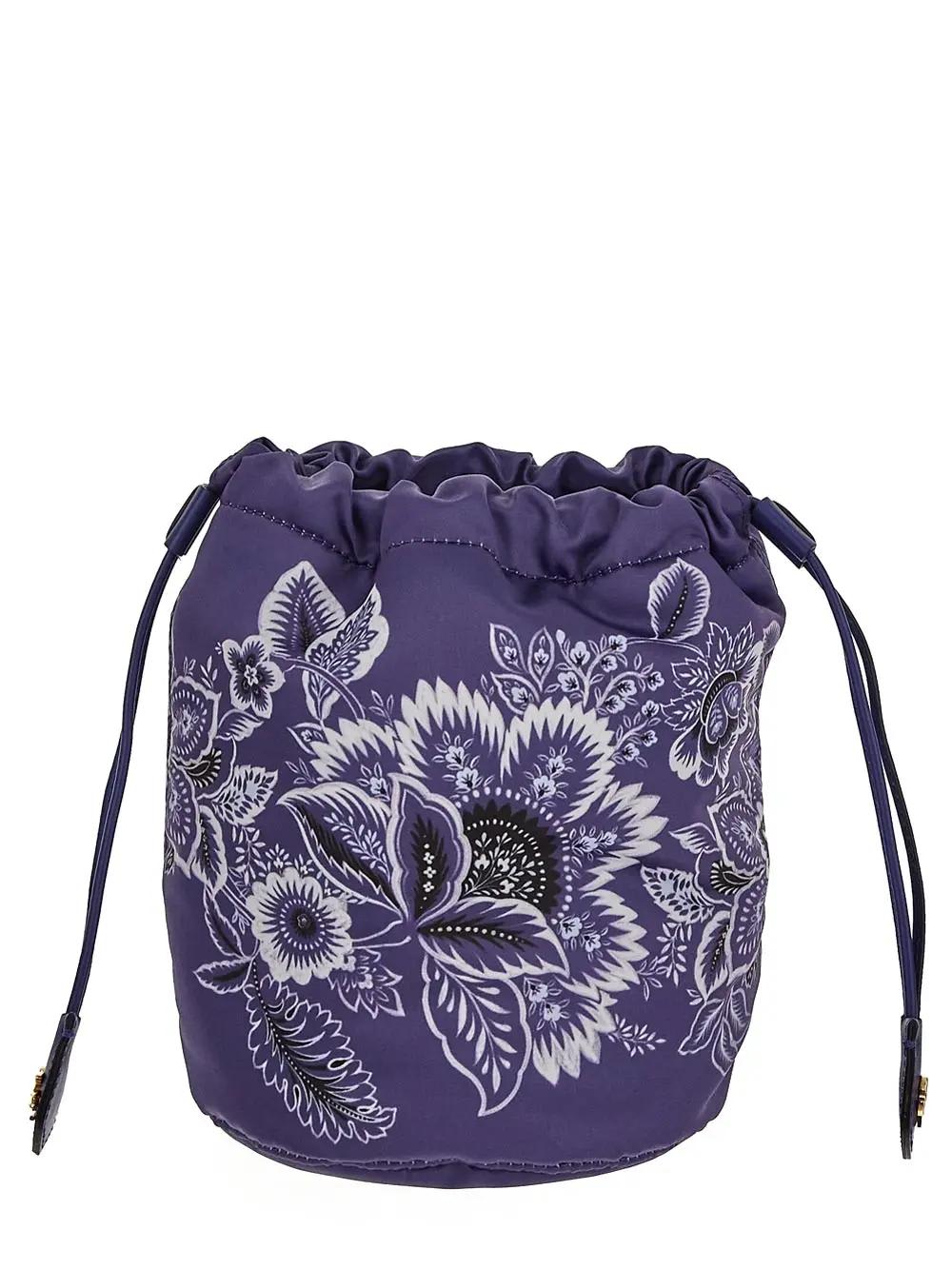 Shop Etro Printed Satin Pouch In Blue