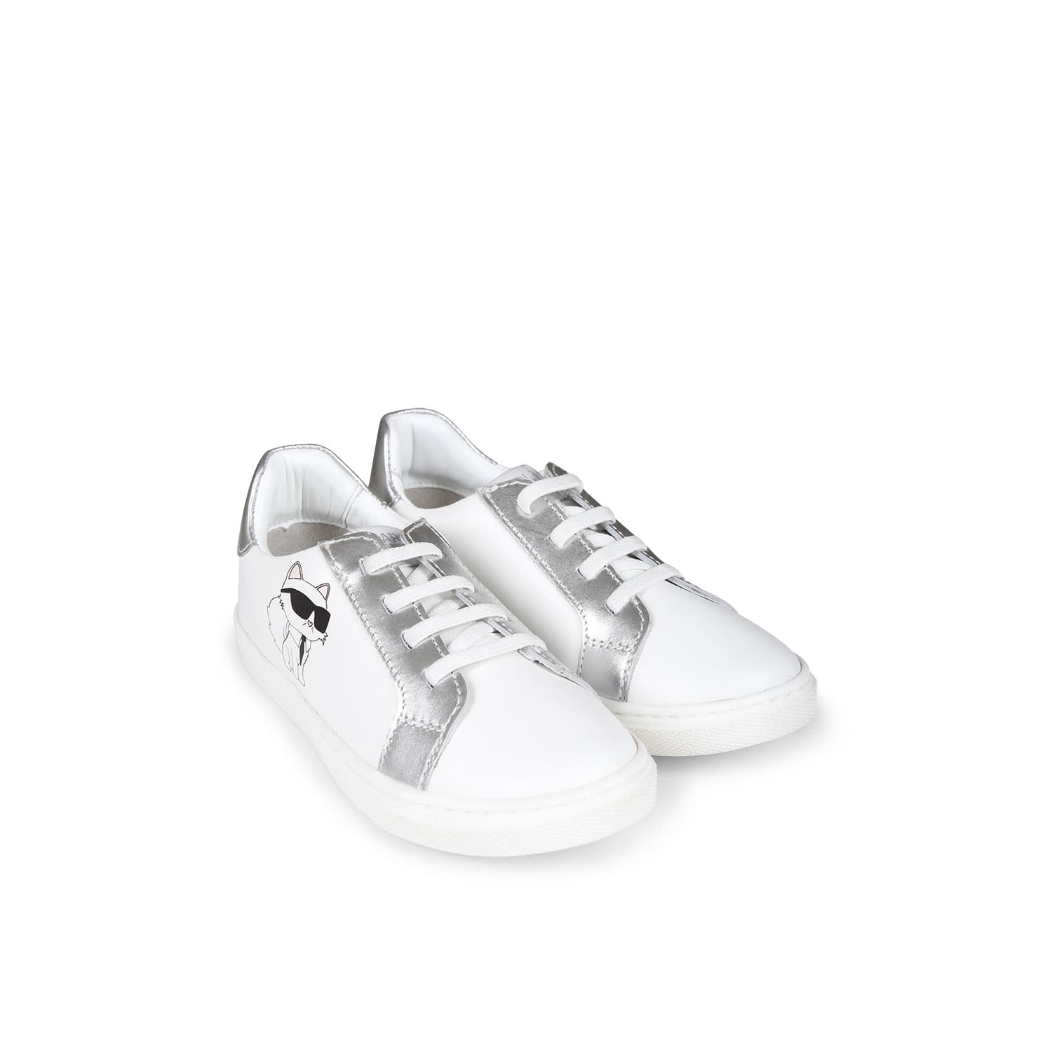 Shop Karl Lagerfeld White Sneakers For Girl With Choupette