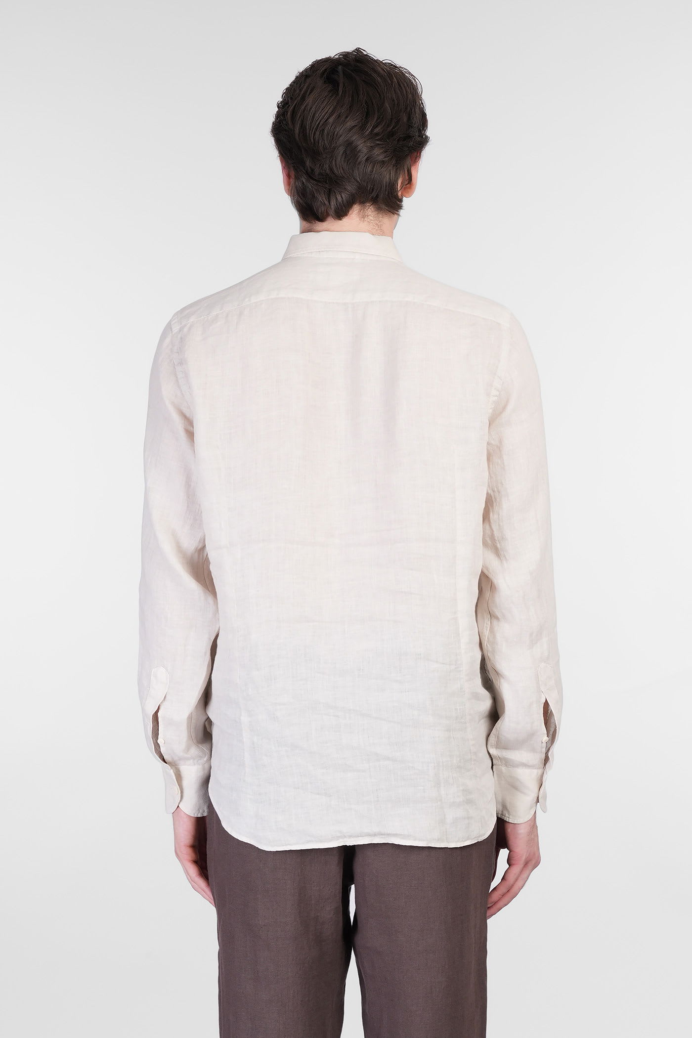 Mc2 Saint Barth Pamplona Shirt In Beige Linen In White