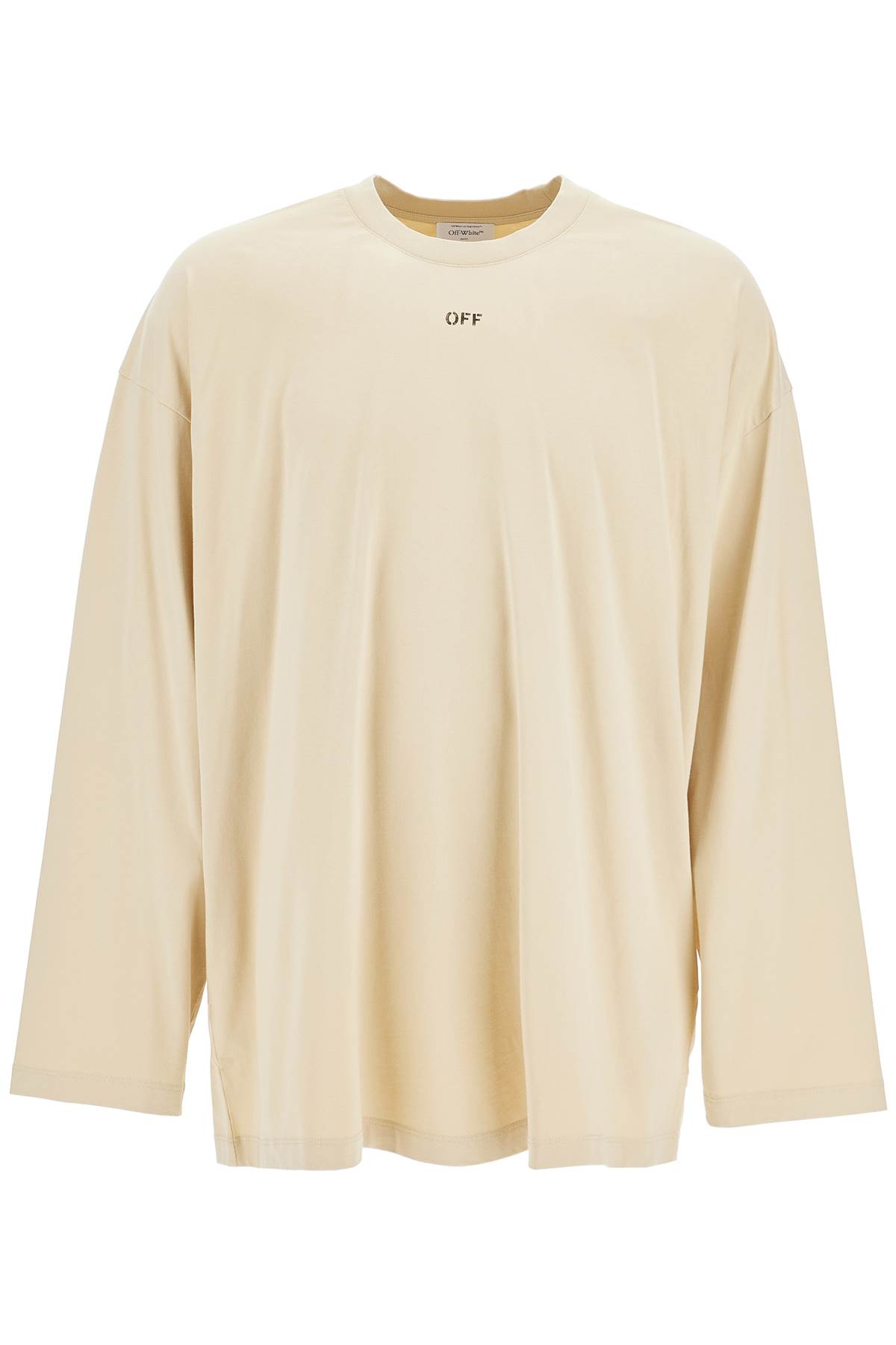 Shop Off-white Long Sleeve Oversized T-shirt For In Brown Rice - Black (beige)